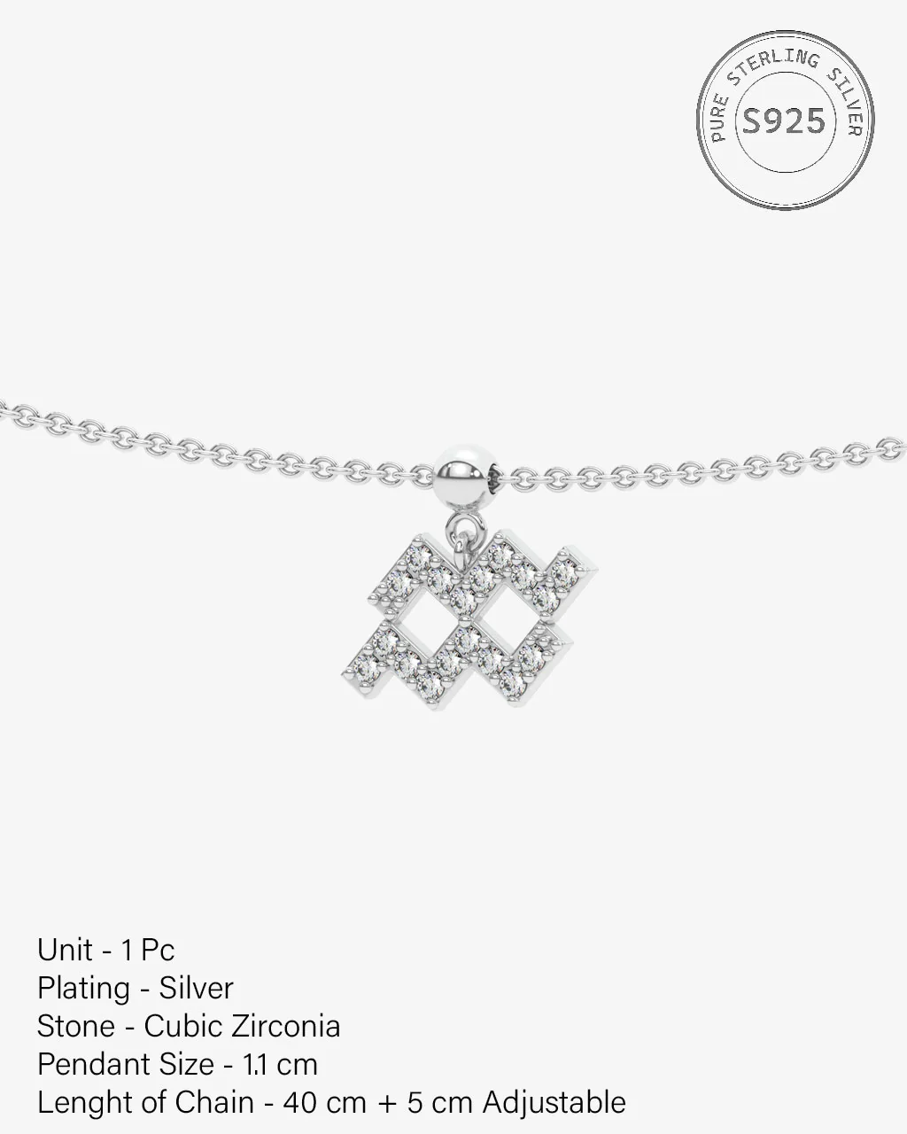 Aquarius Stone Pave Zodiac Necklace - Image 6