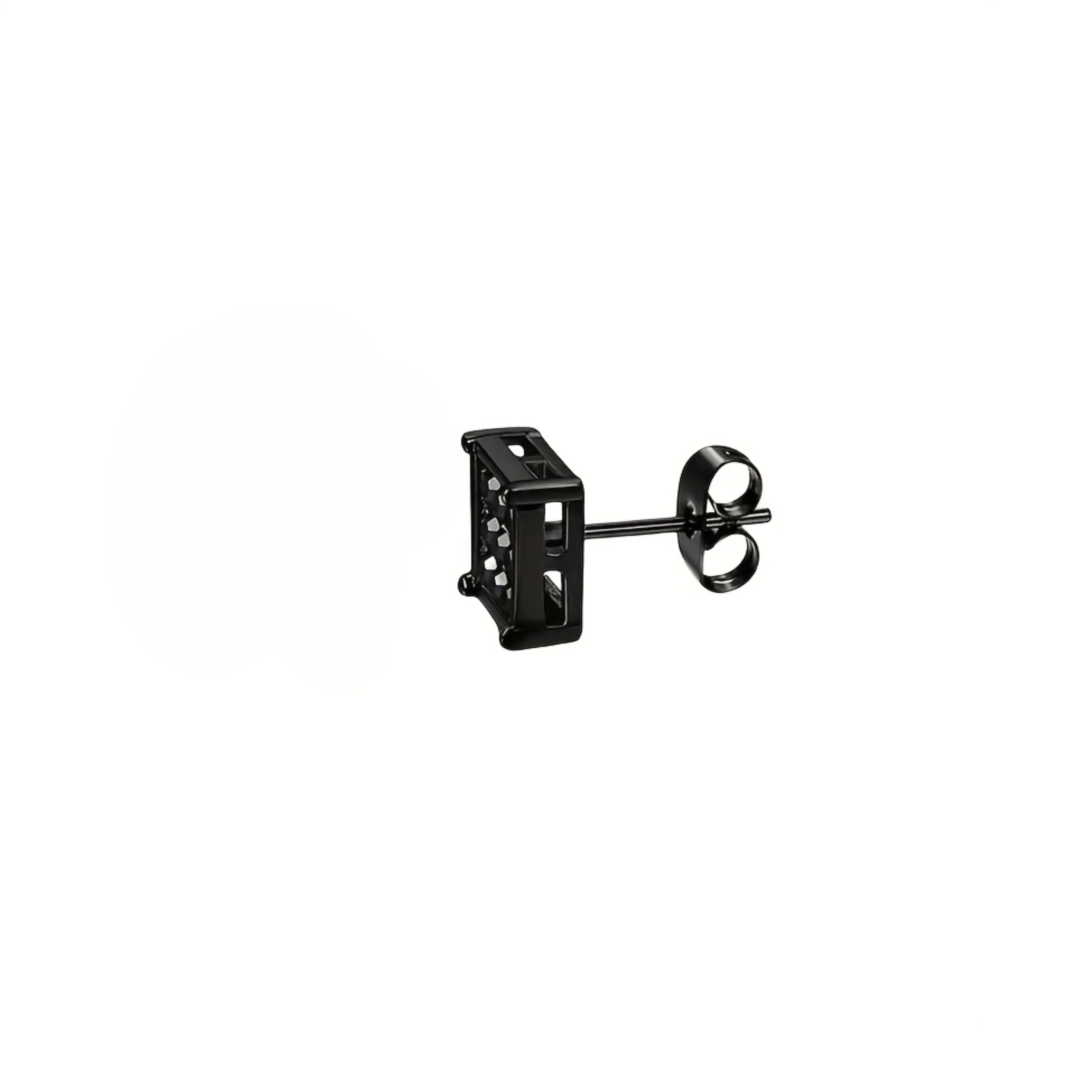 Square Zirconia Black Edition Stud Earrings For Men's - Image 4