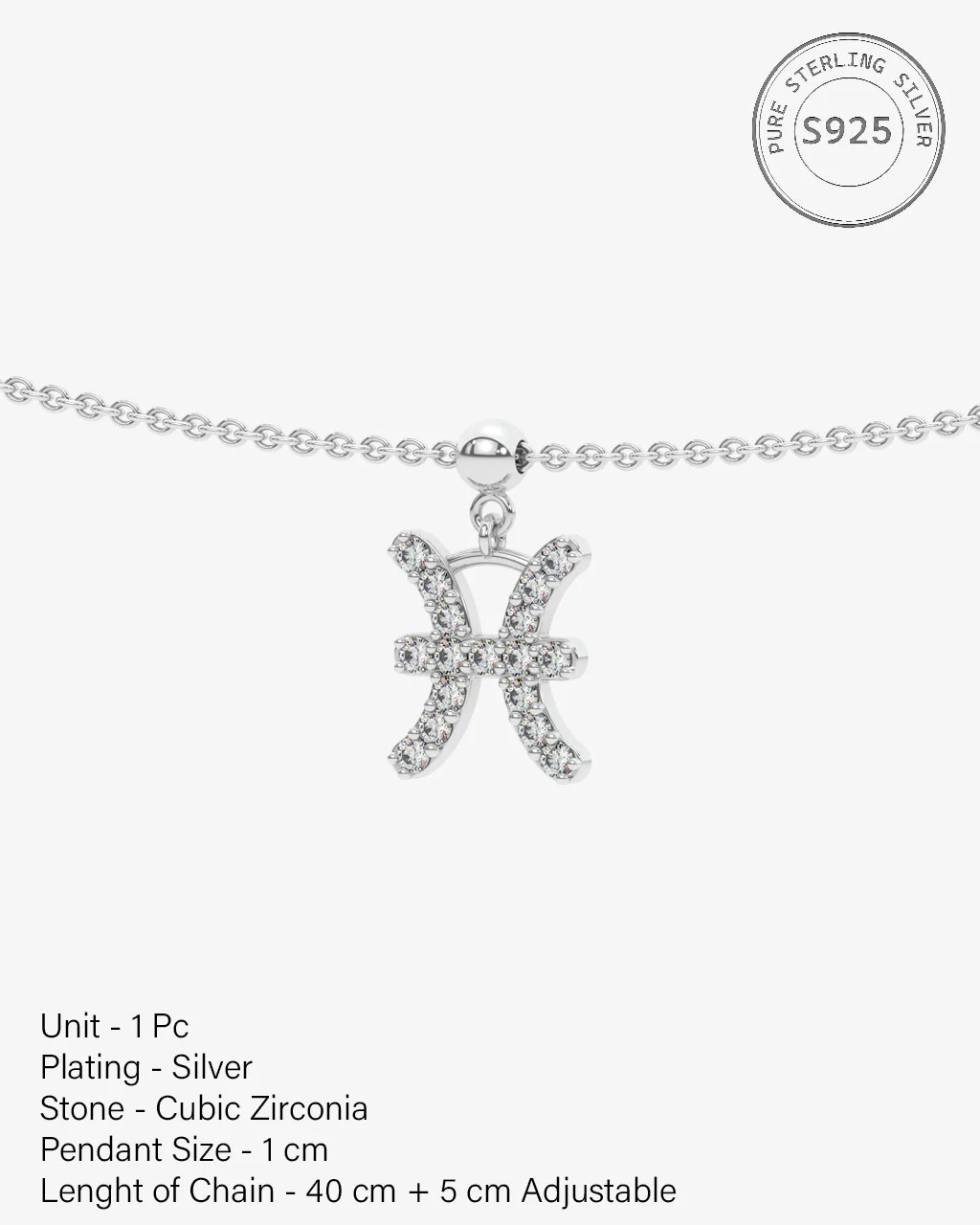 Pisces Stone Pave Zodiac Necklace - Image 6