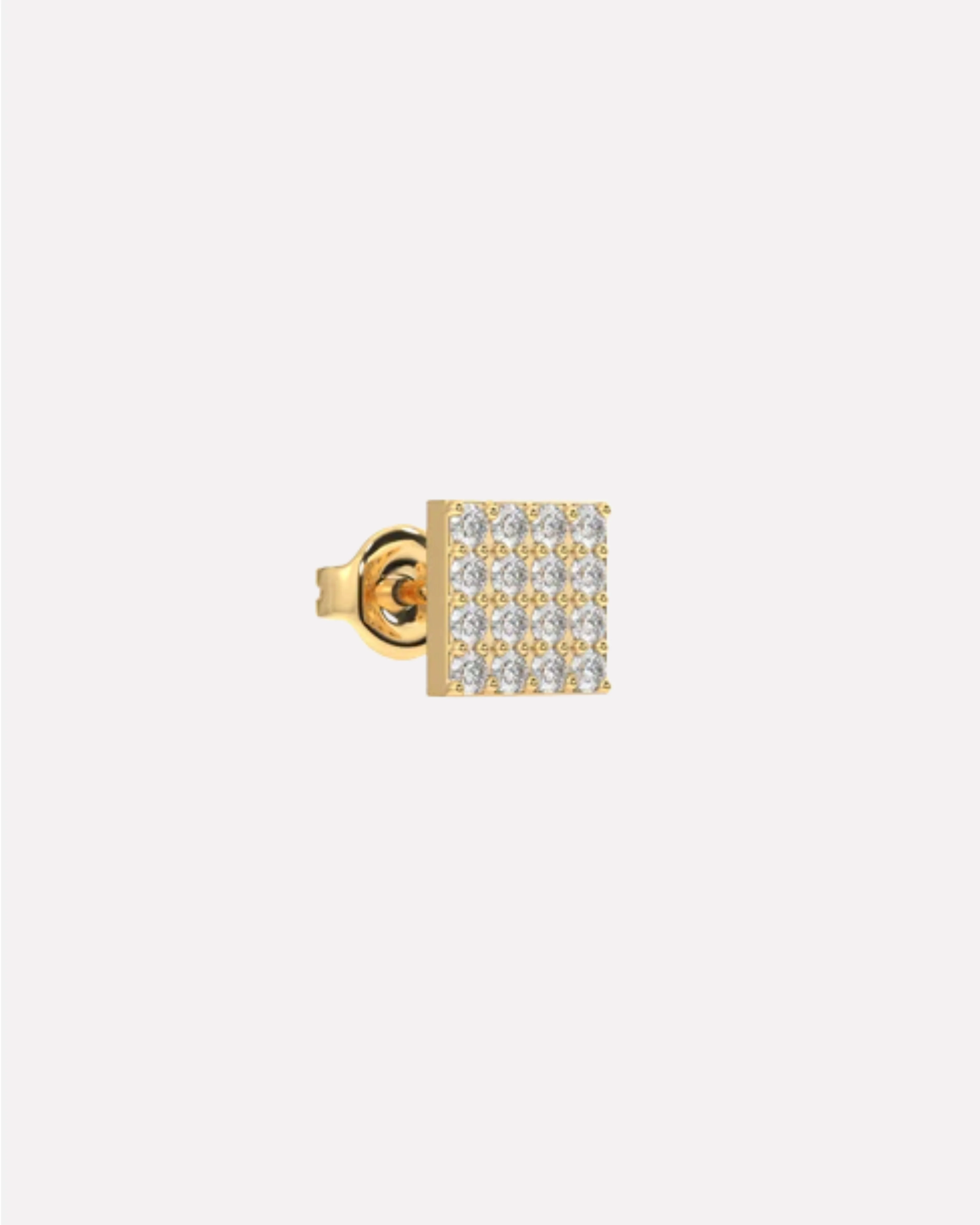 Square Solitaire Gold Plated  Stud Men's Earrings - Image 4