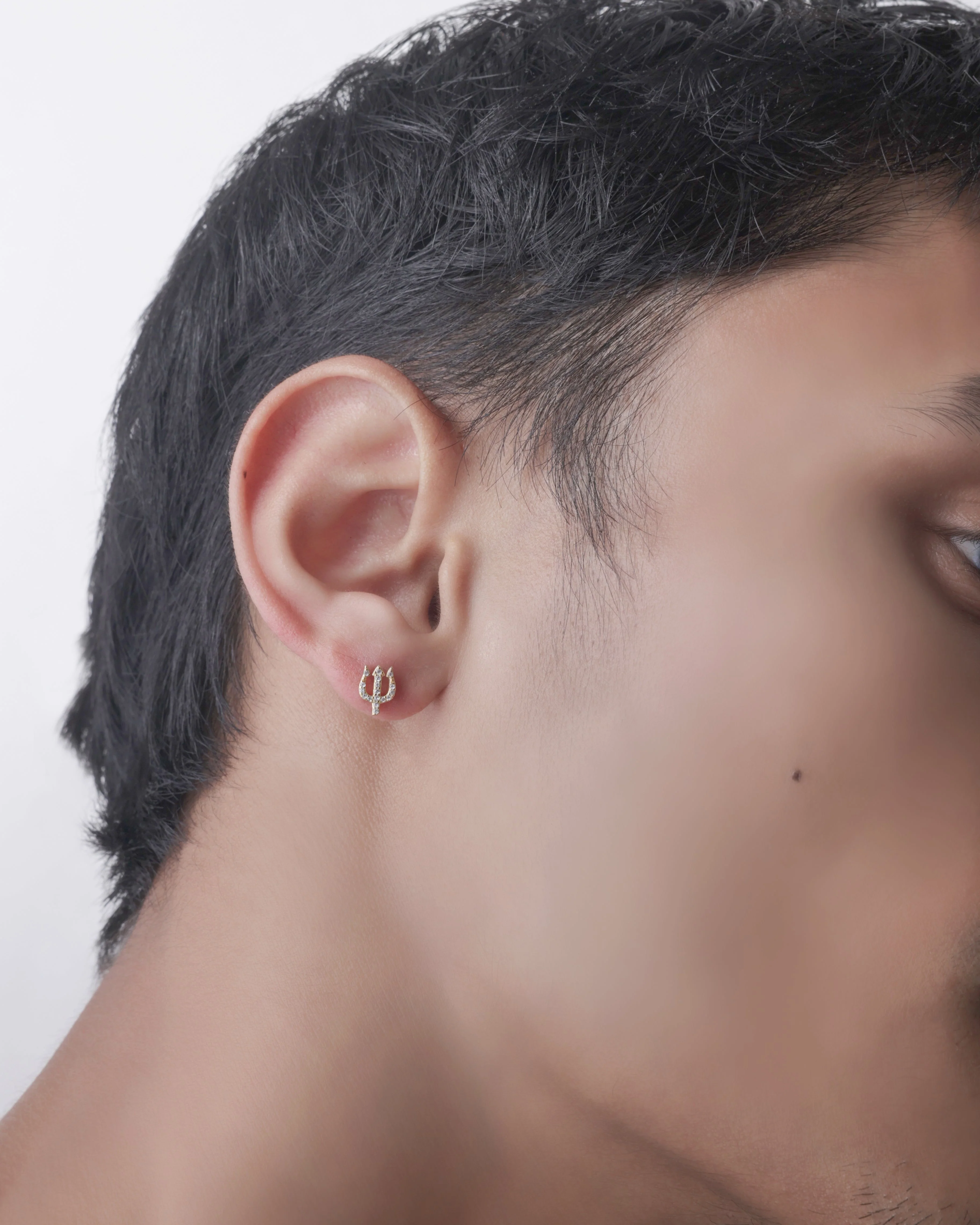 Trishul Divine Silver Stud Men's Earrings - Image 3