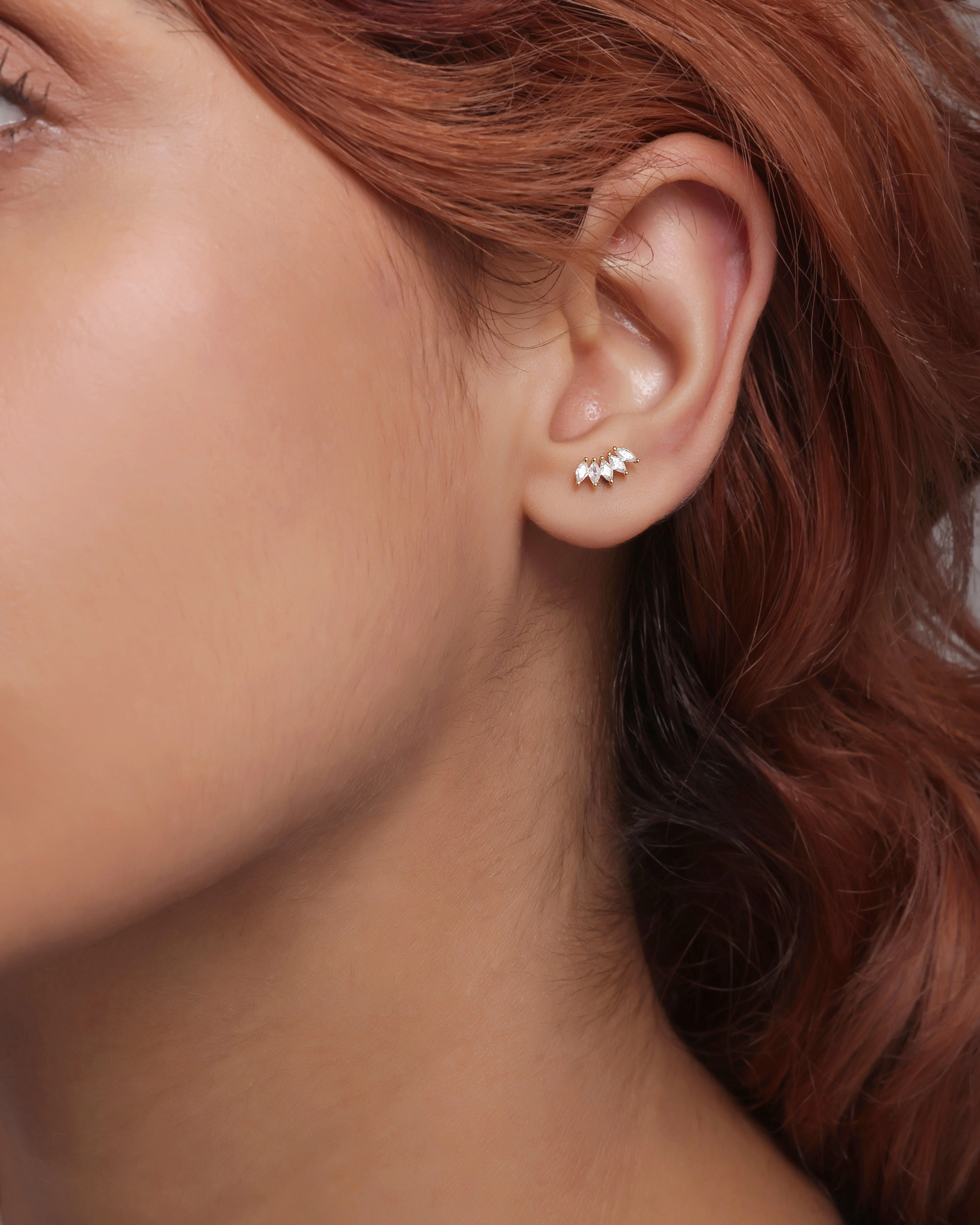 Baguette Stone Crown Stud Earrings - Image 7