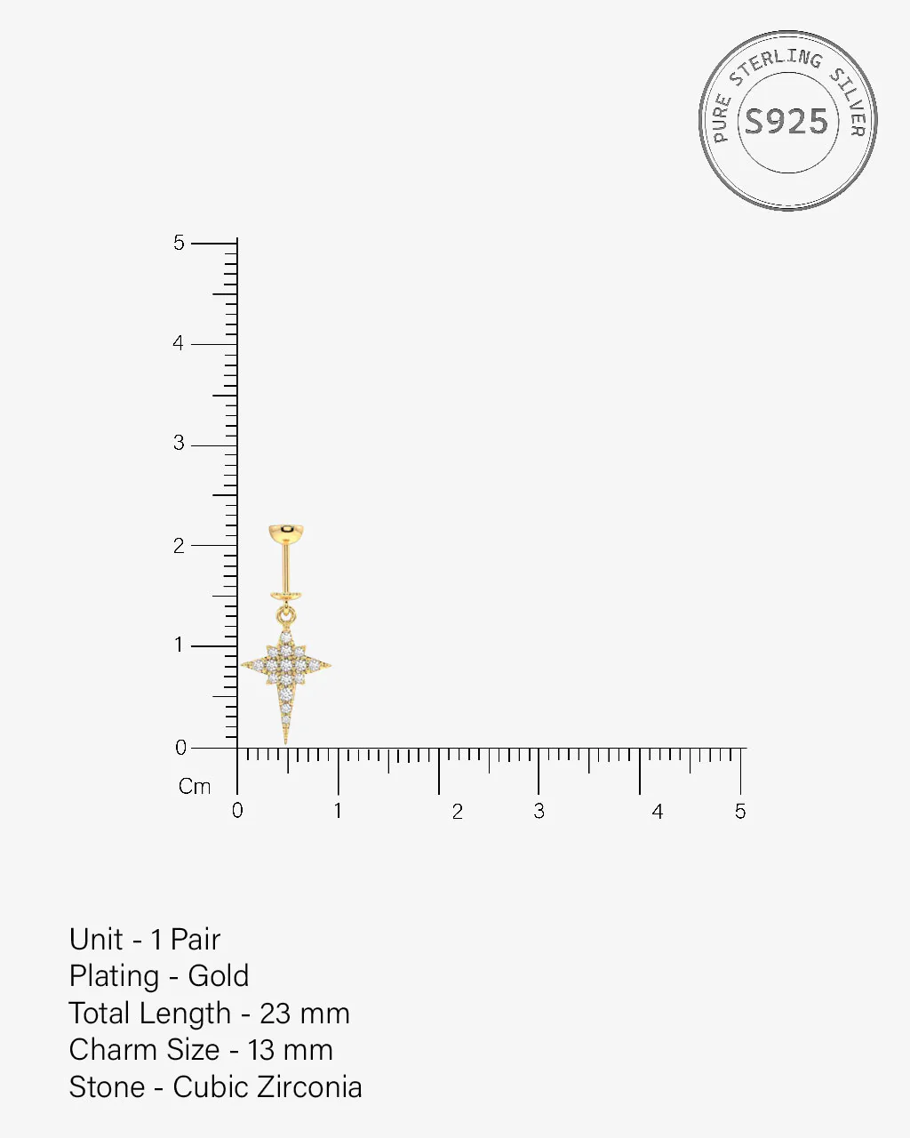 Elongated Star Helix Hanging Earrings - Image 5