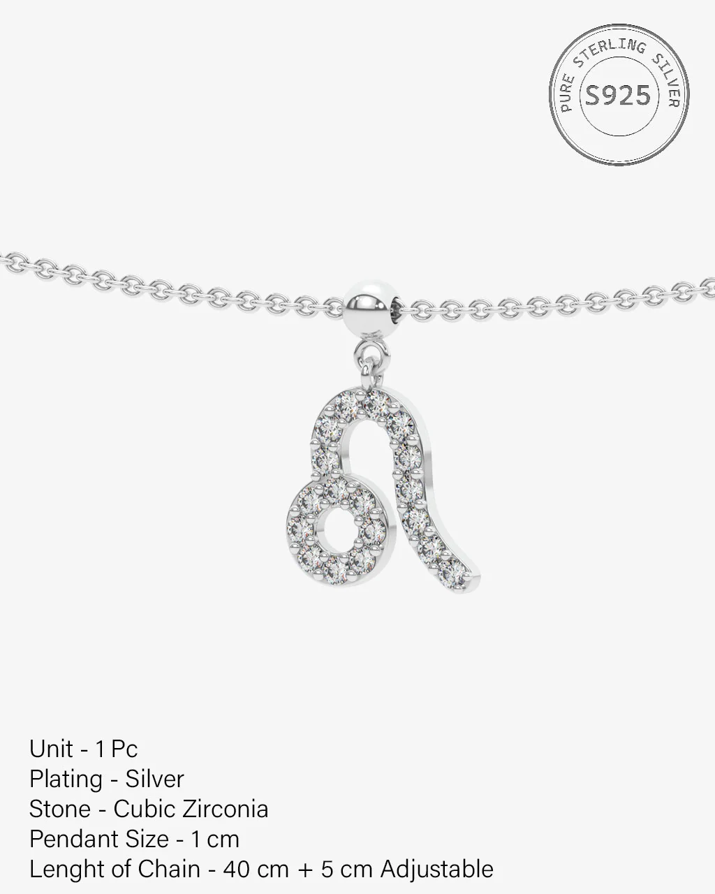 Leo Stone Pave Zodiac Necklace - Image 5