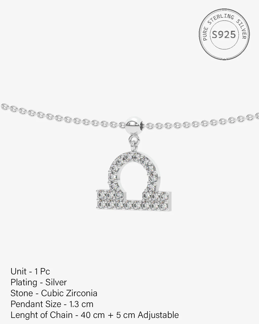 Libra Stone Pave Zodiac Necklace - Image 6