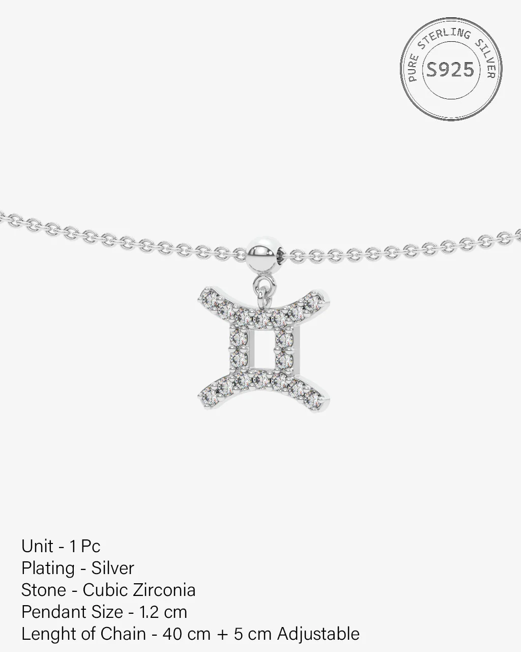 Gemini Stone Pave Zodiac Necklace - Image 6