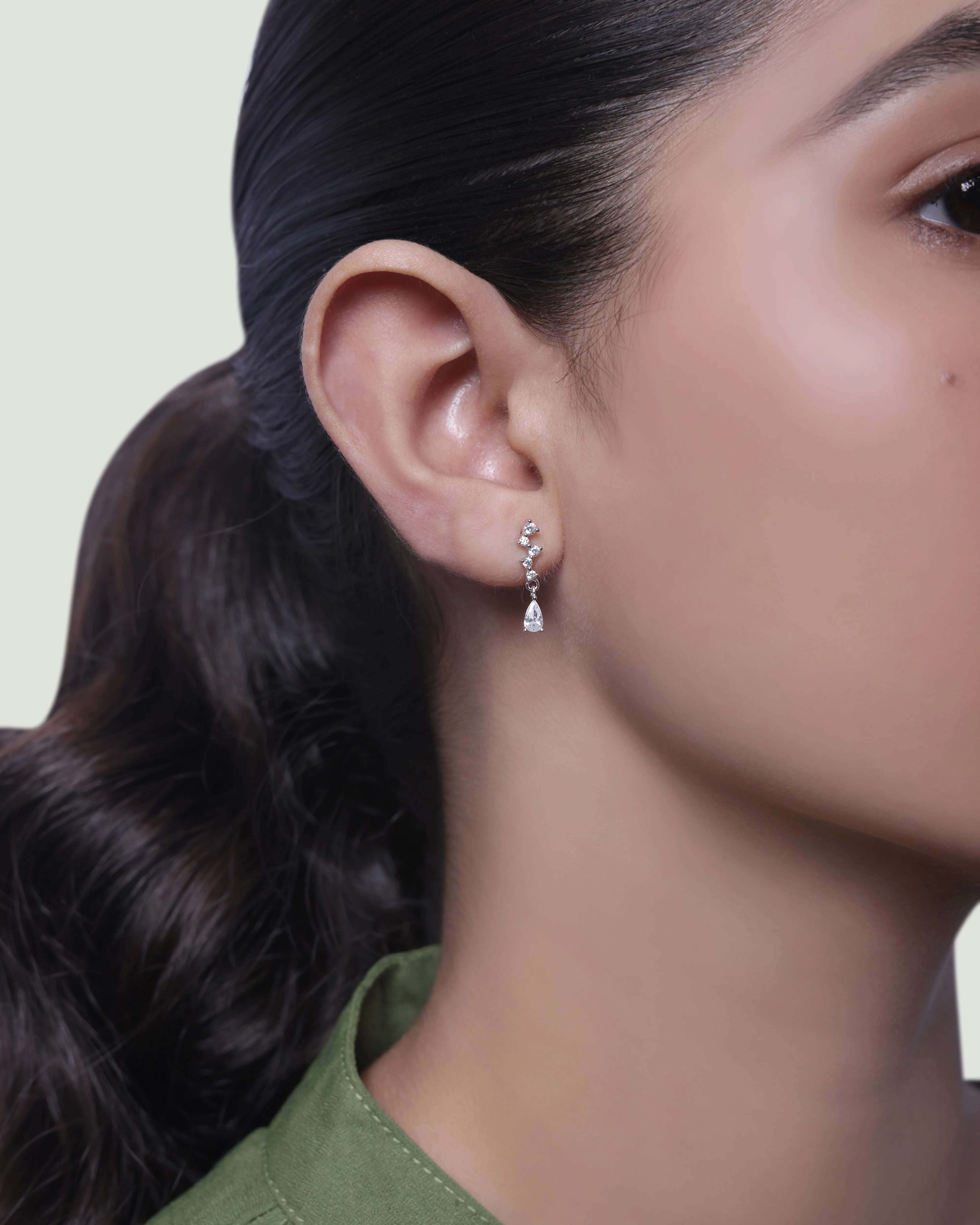 Classic Zirconia Asymmetry Stud Earrings - Image 4