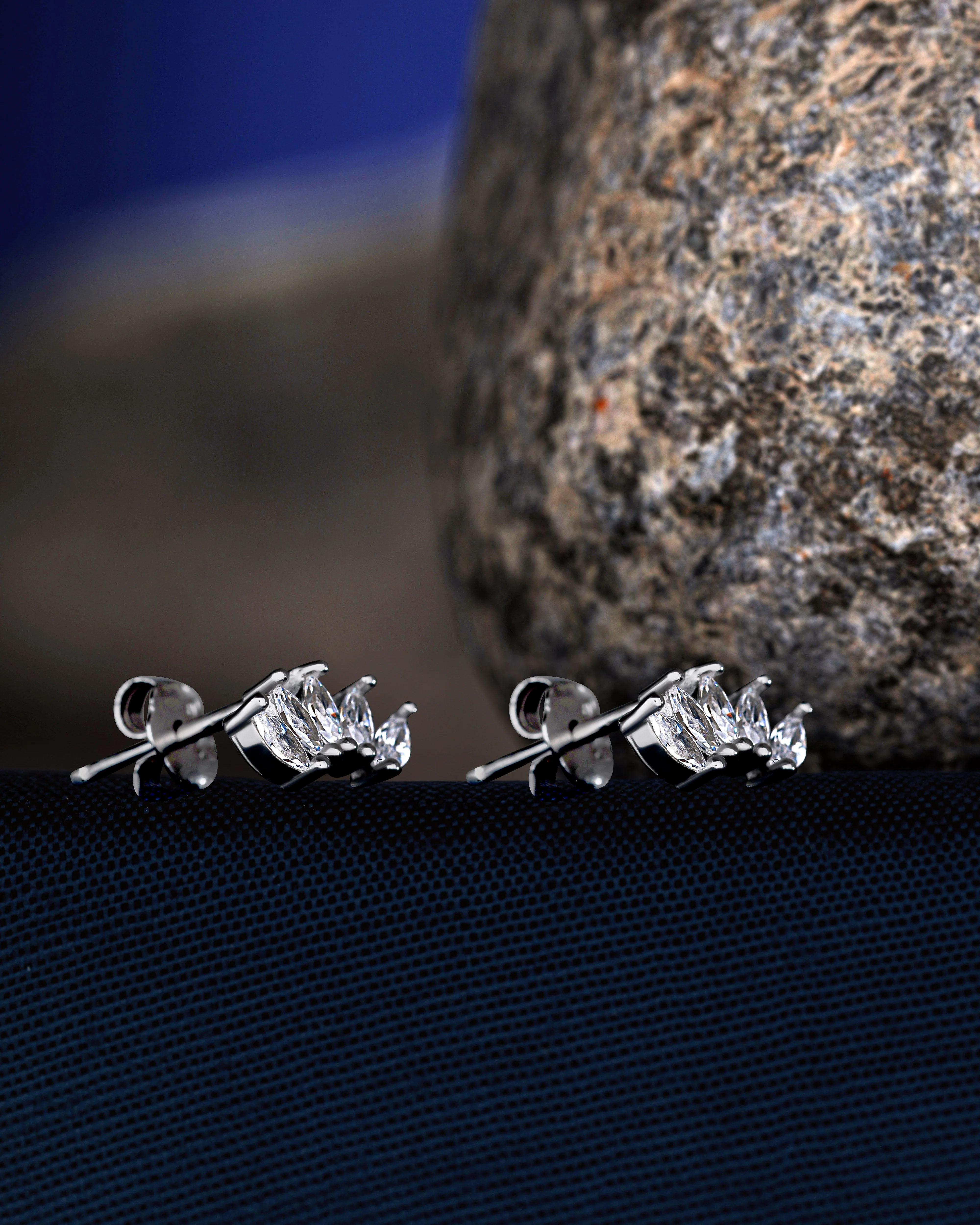 Baguette Stone Crown Stud Earrings - Image 8