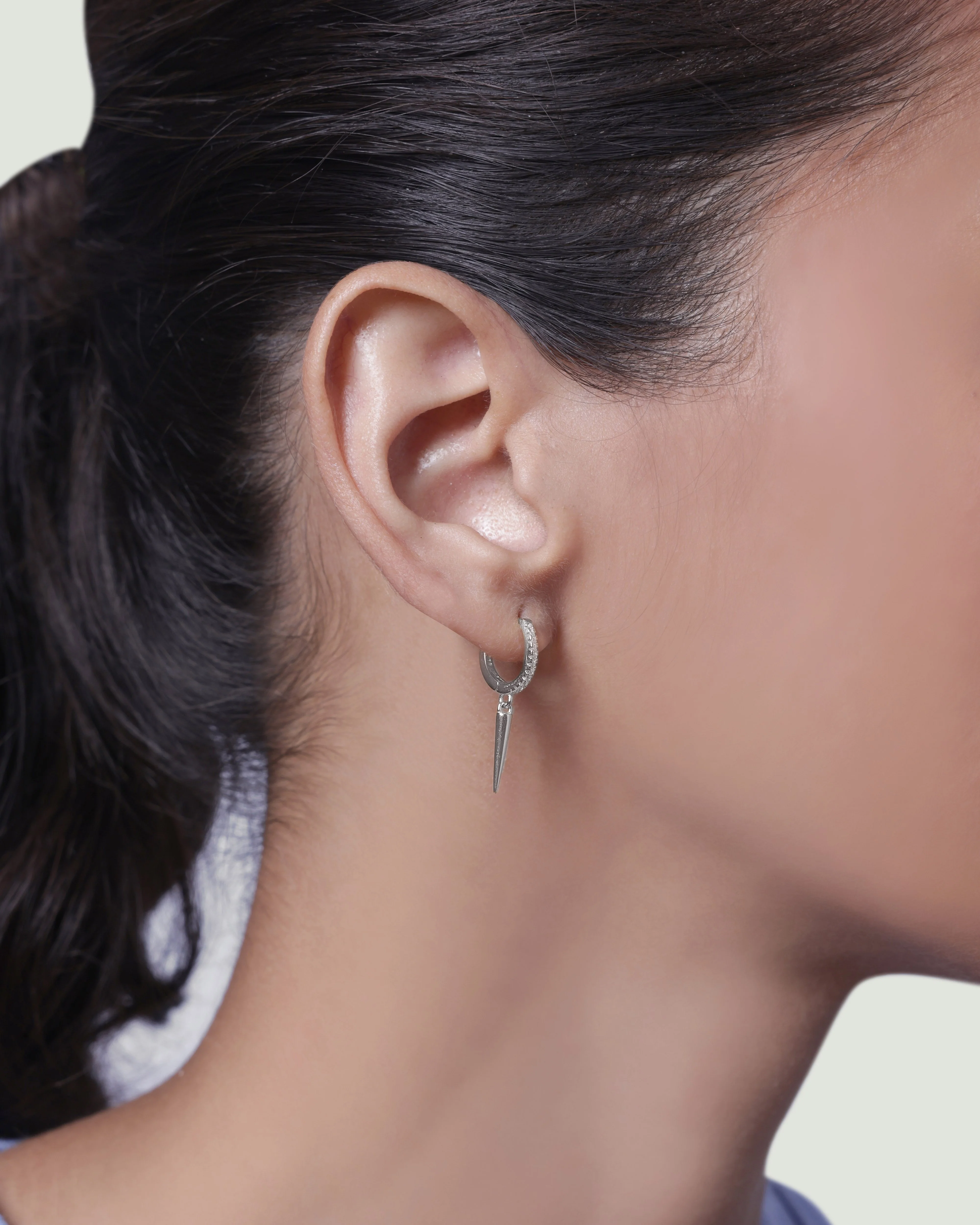 Bar Charm Hoop Earrings - Image 4