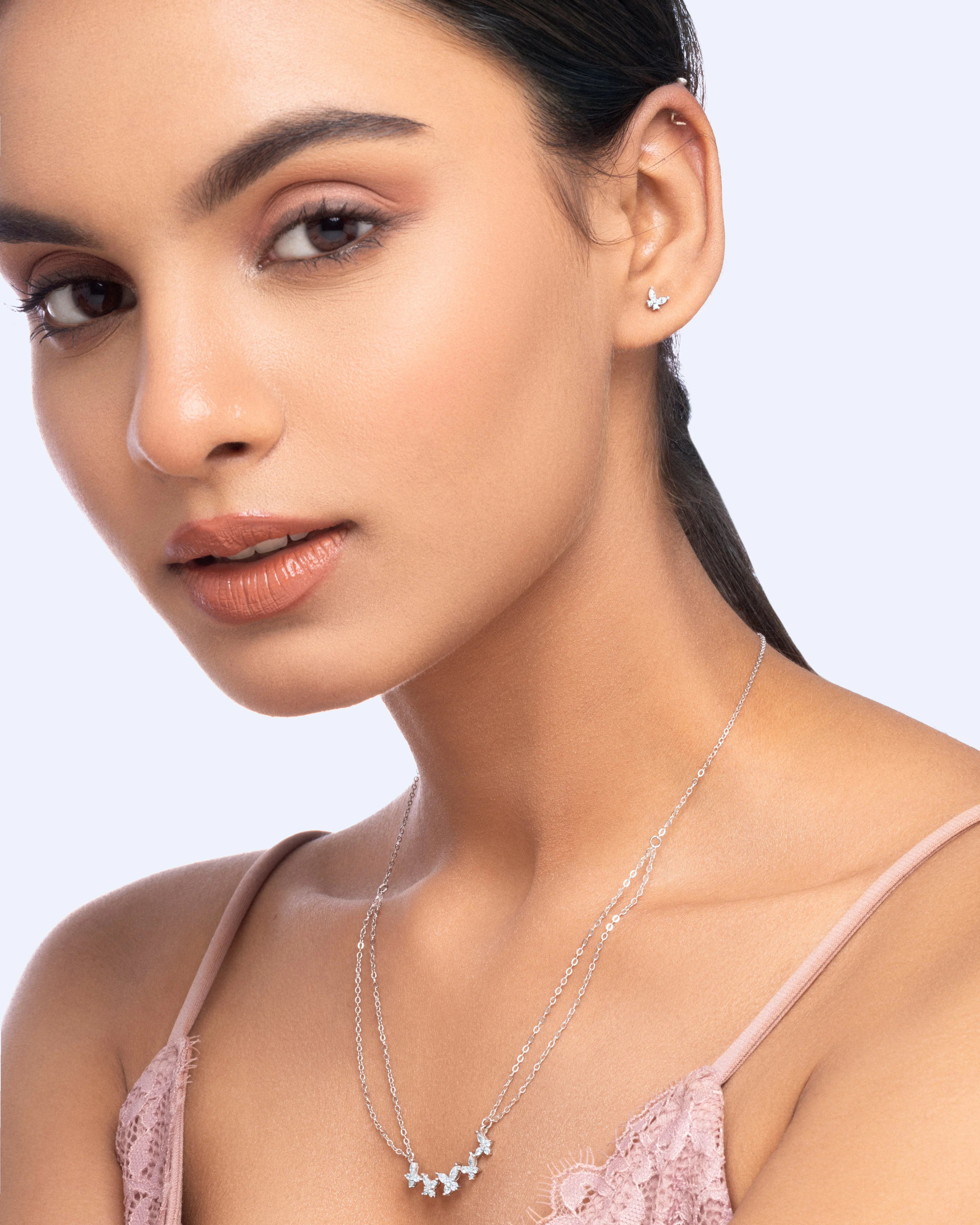 Zirconia Butterfly Stud Earrings - Image 4