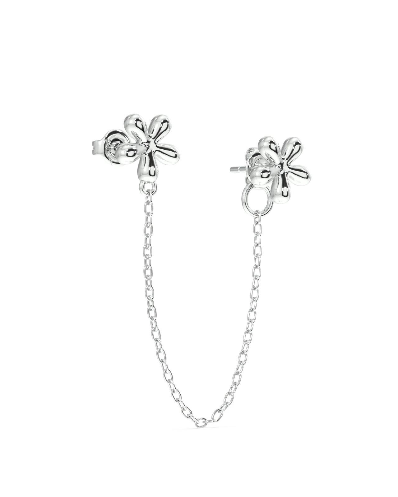 Dainty Flower Connector 3 In 1 Chain Earrings - Image 4