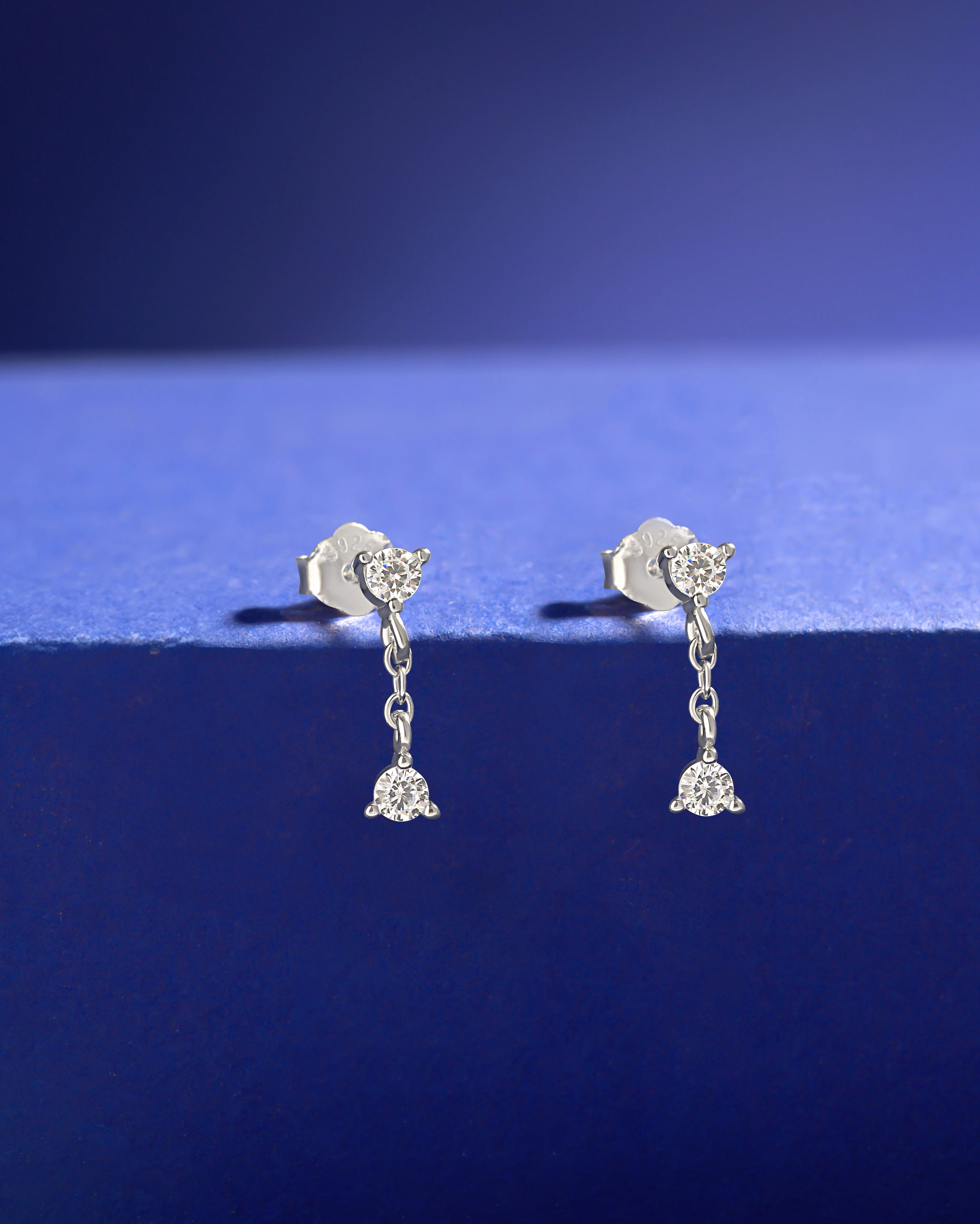 Double Zircon Dangler Studs Earrings - Image 7