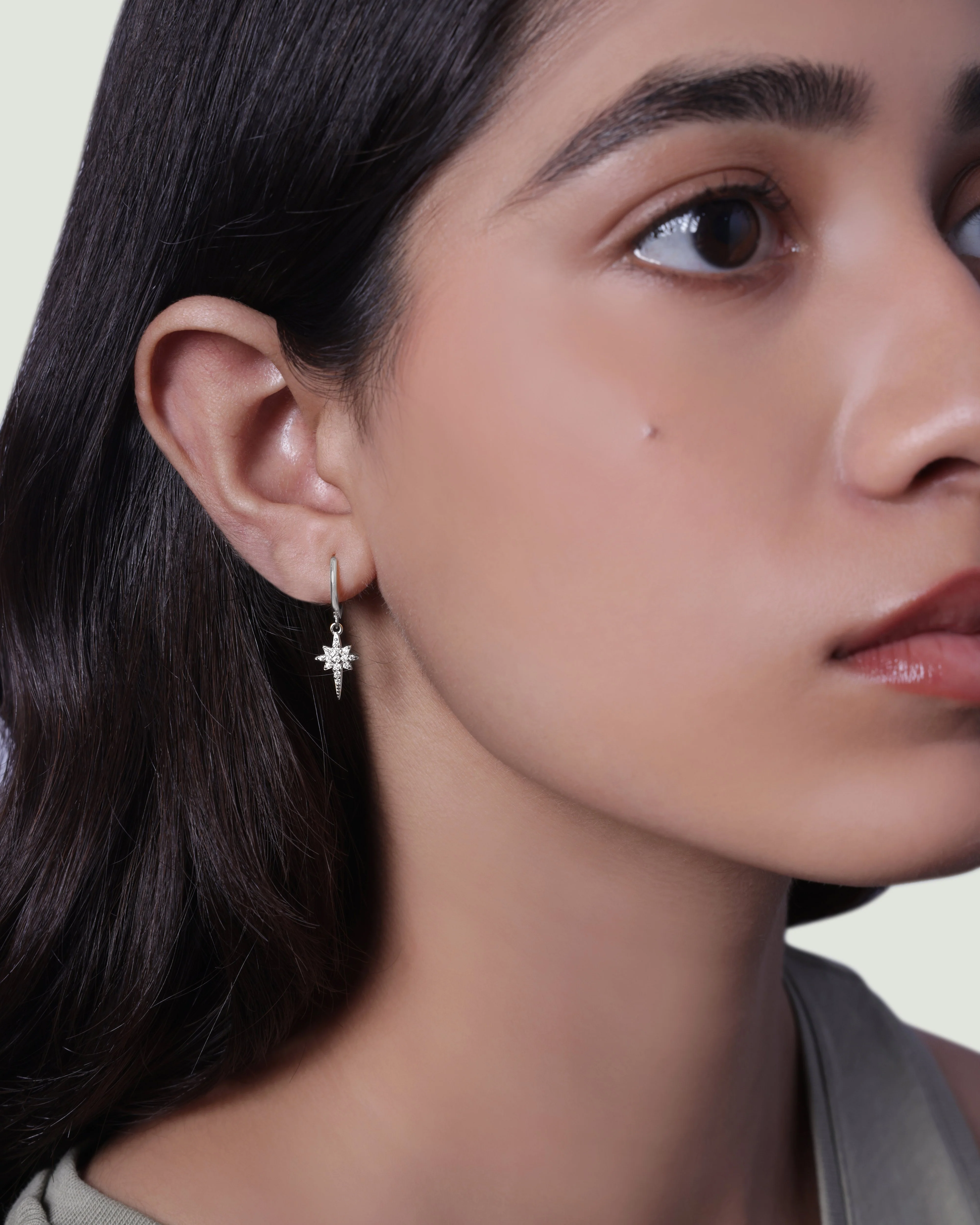 Elongated Star Hoop Earrings - Image 3