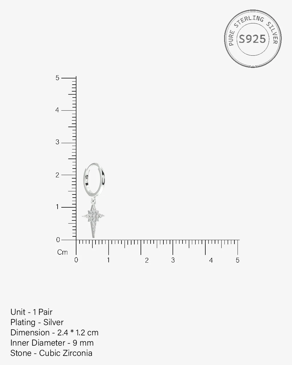 Elongated Star Hoop Earrings - Image 5