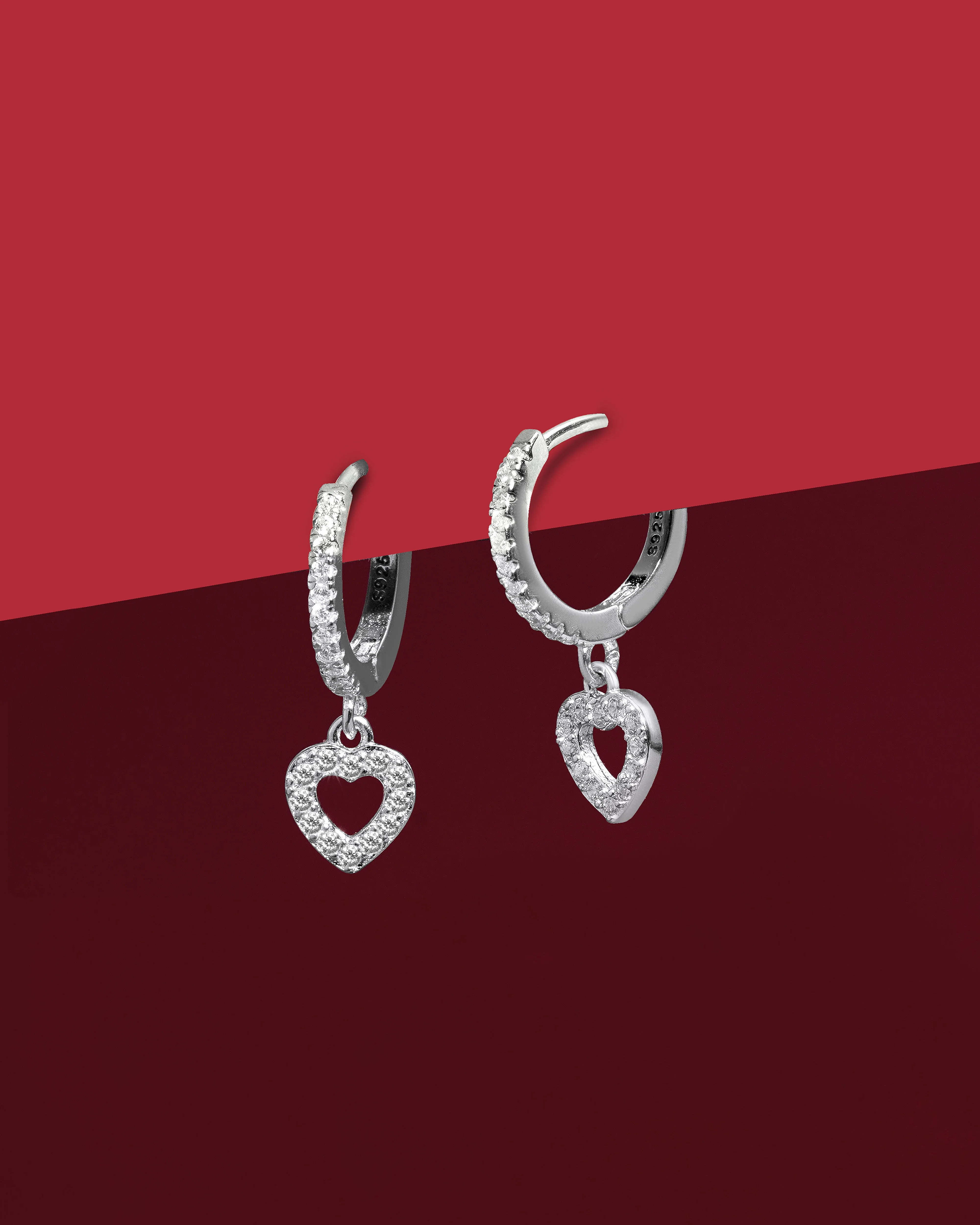 A Forever Stone Pave Heart Hoop Earrings - Image 3