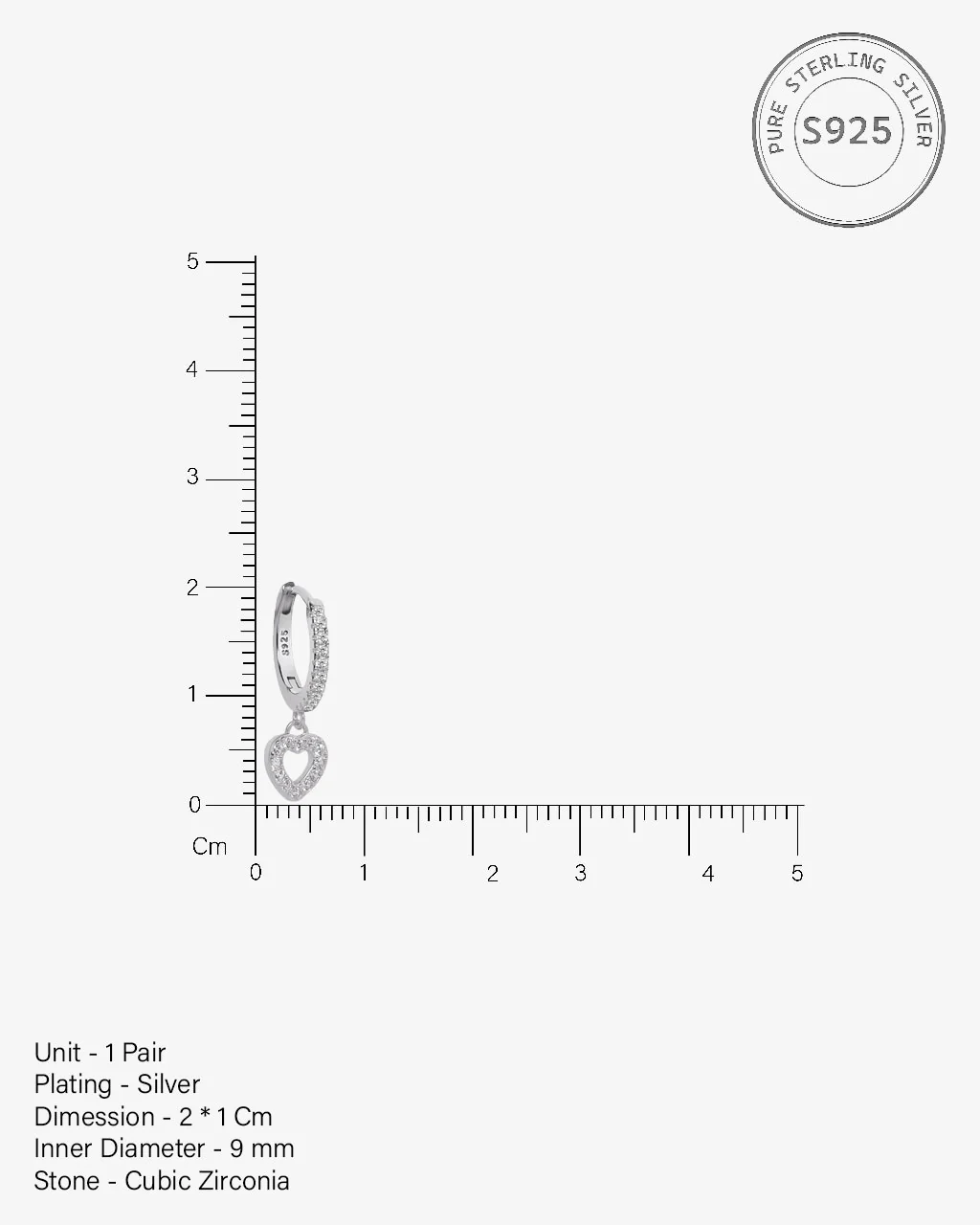 A Forever Stone Pave Heart Hoop Earrings - Image 5