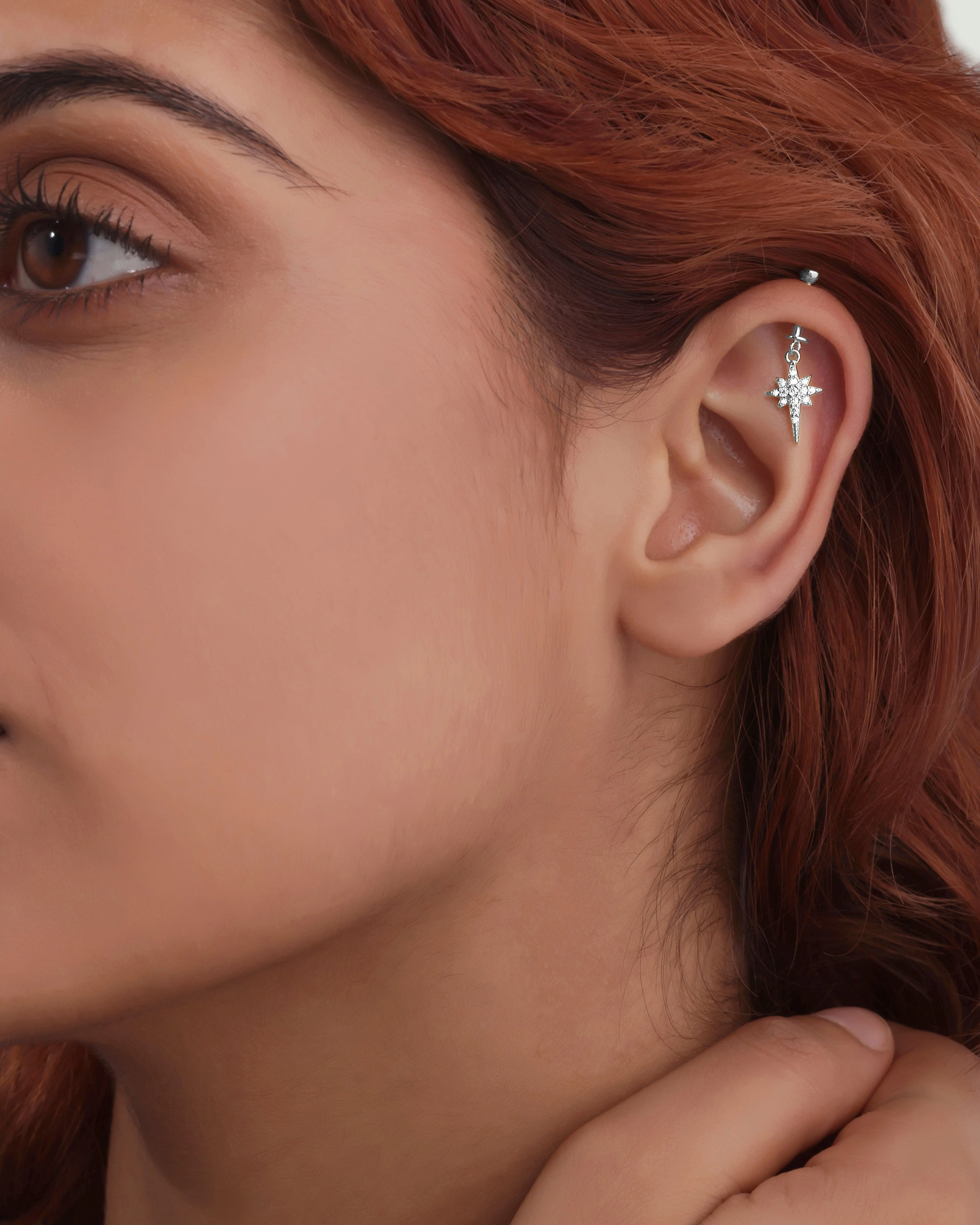 Elongated Star Helix Hanging Earrings - Image 5