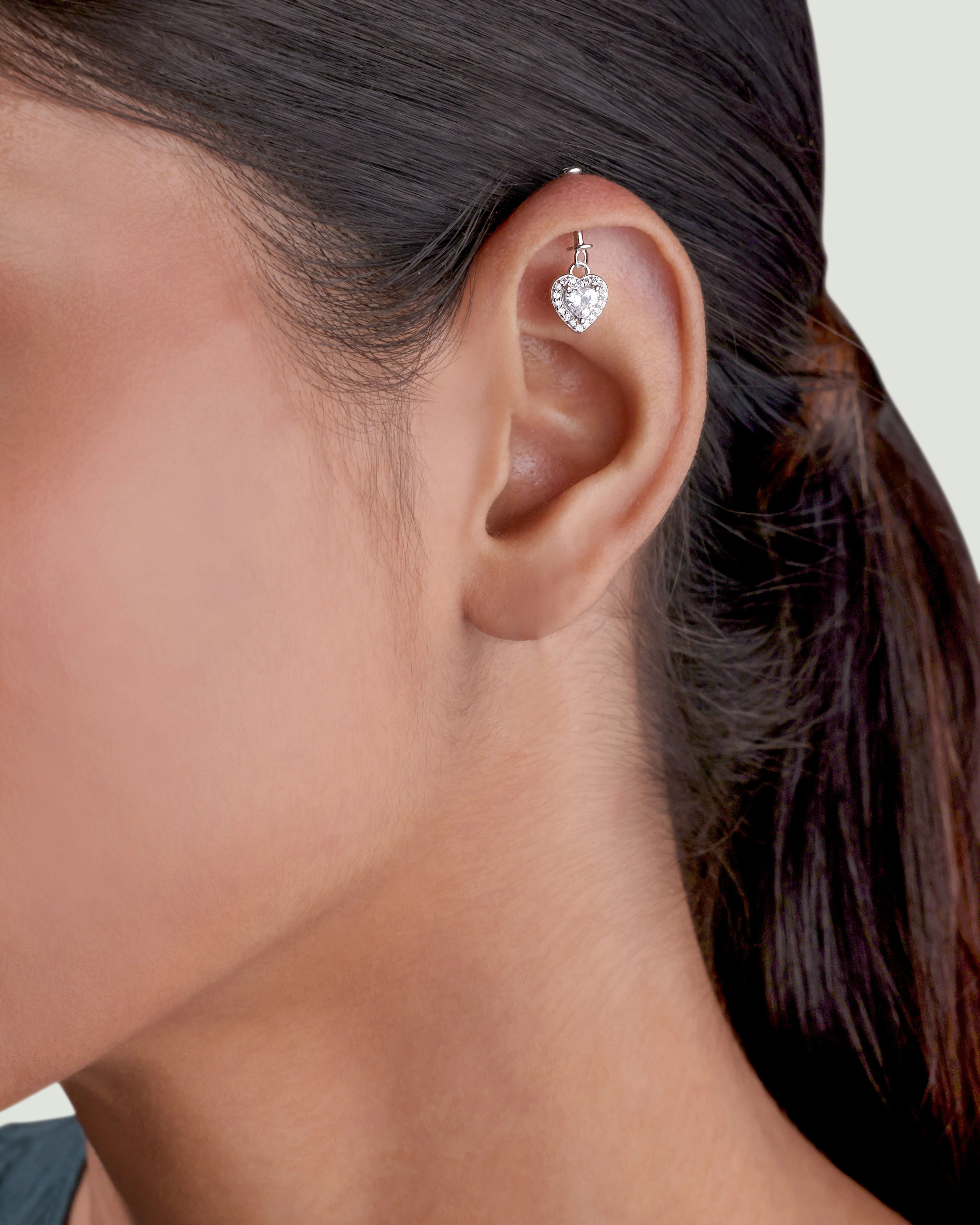 Solitaire Heart Hanging Earrings - Image 3