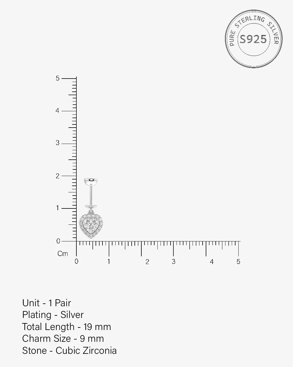 Solitaire Heart Hanging Earrings - Image 5