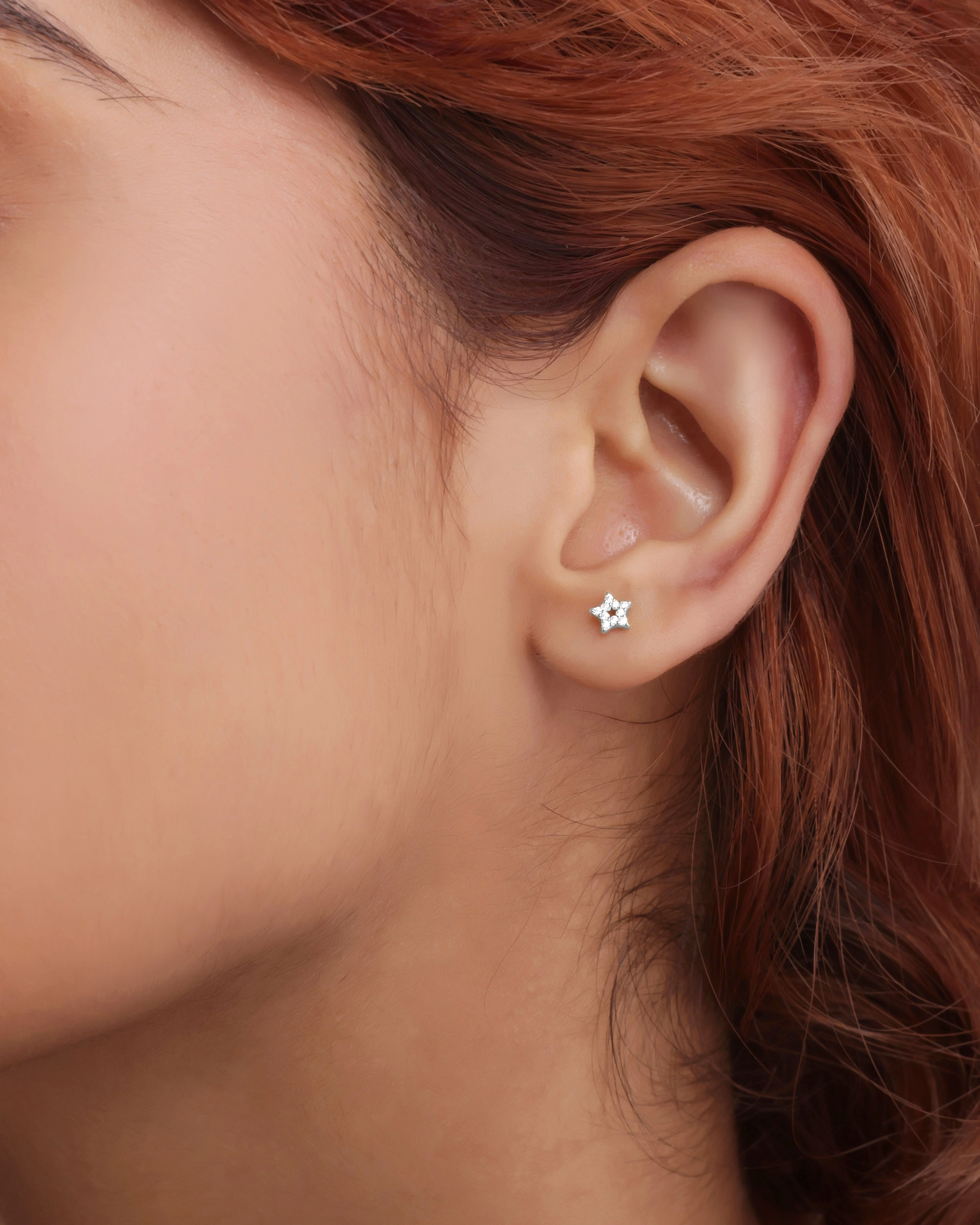 Pave' Hollow Star Stud Earrings - Image 3