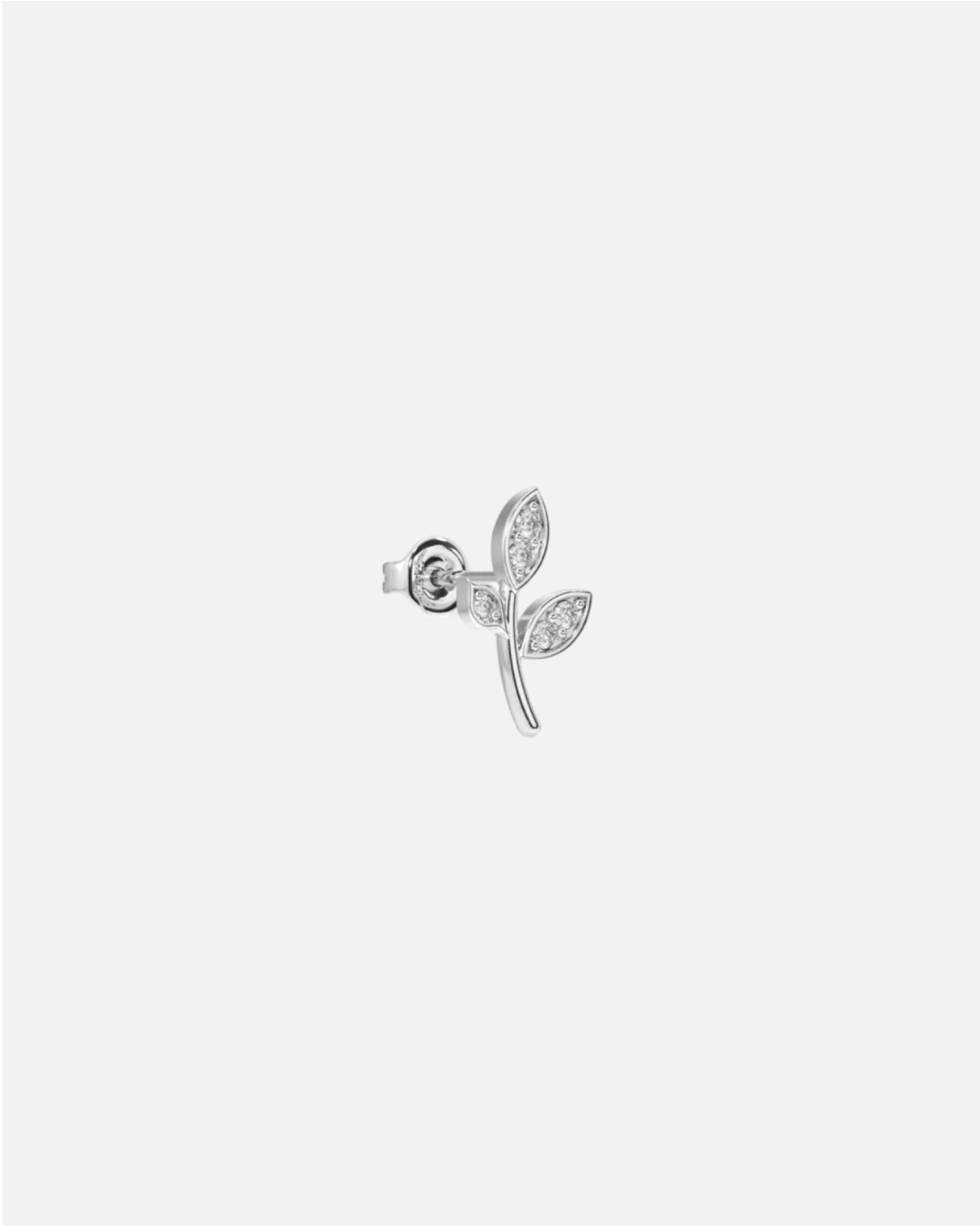 Minimal Cubic Zirconia Paved Leaf Stud Earrings - Image 5