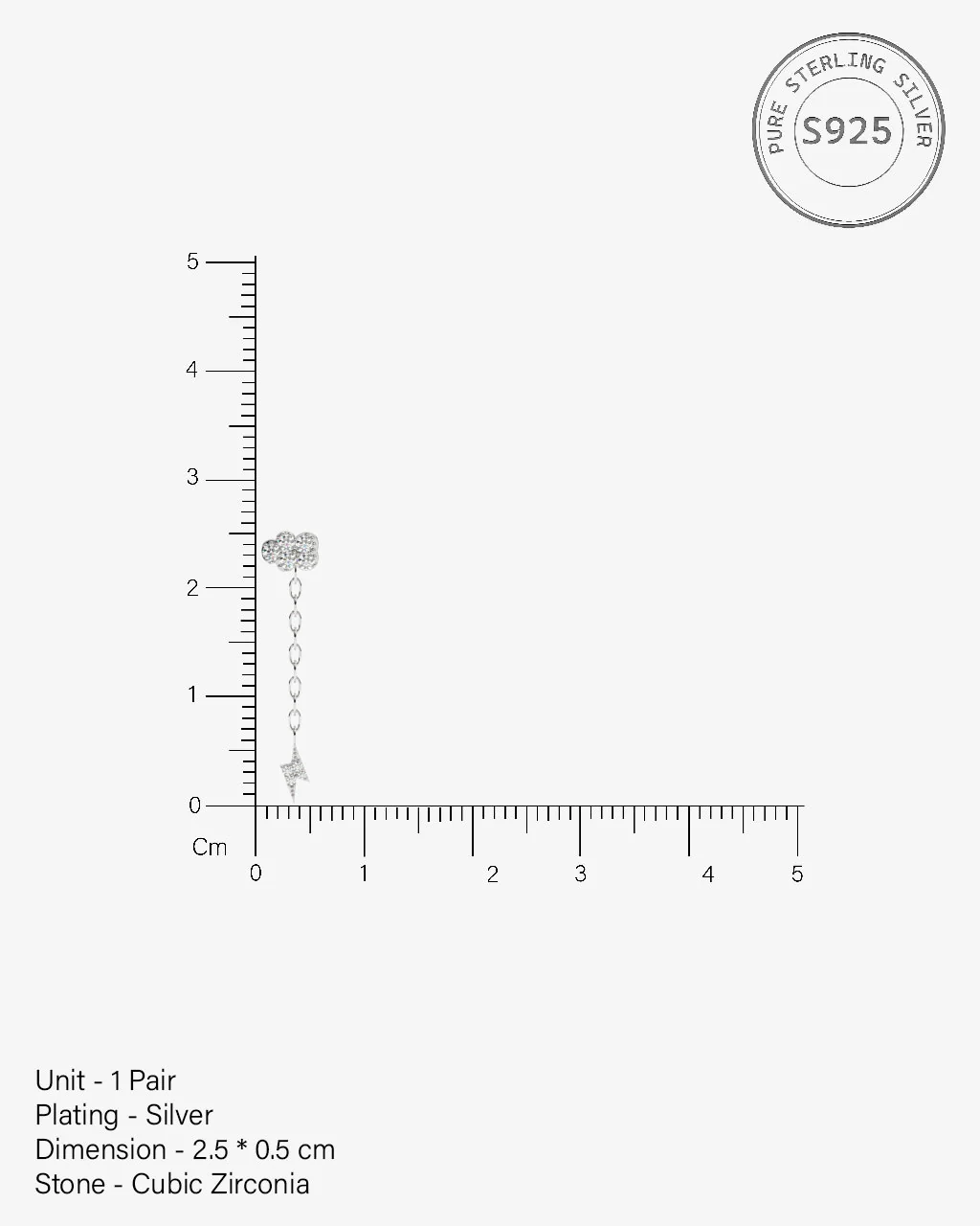 Zirconia Lightning Earrings Studs Earrings - Image 4