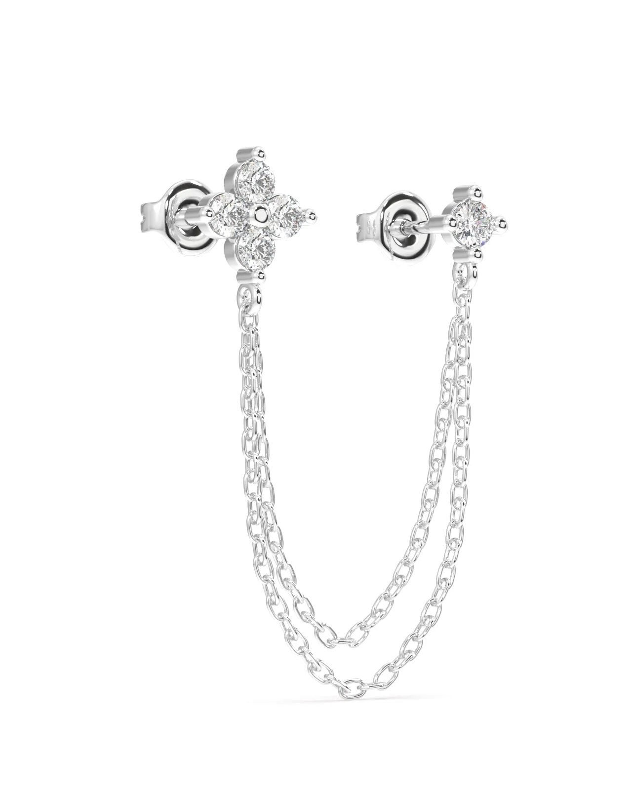 Lotus Petal Connector Chain Earrings - Image 3