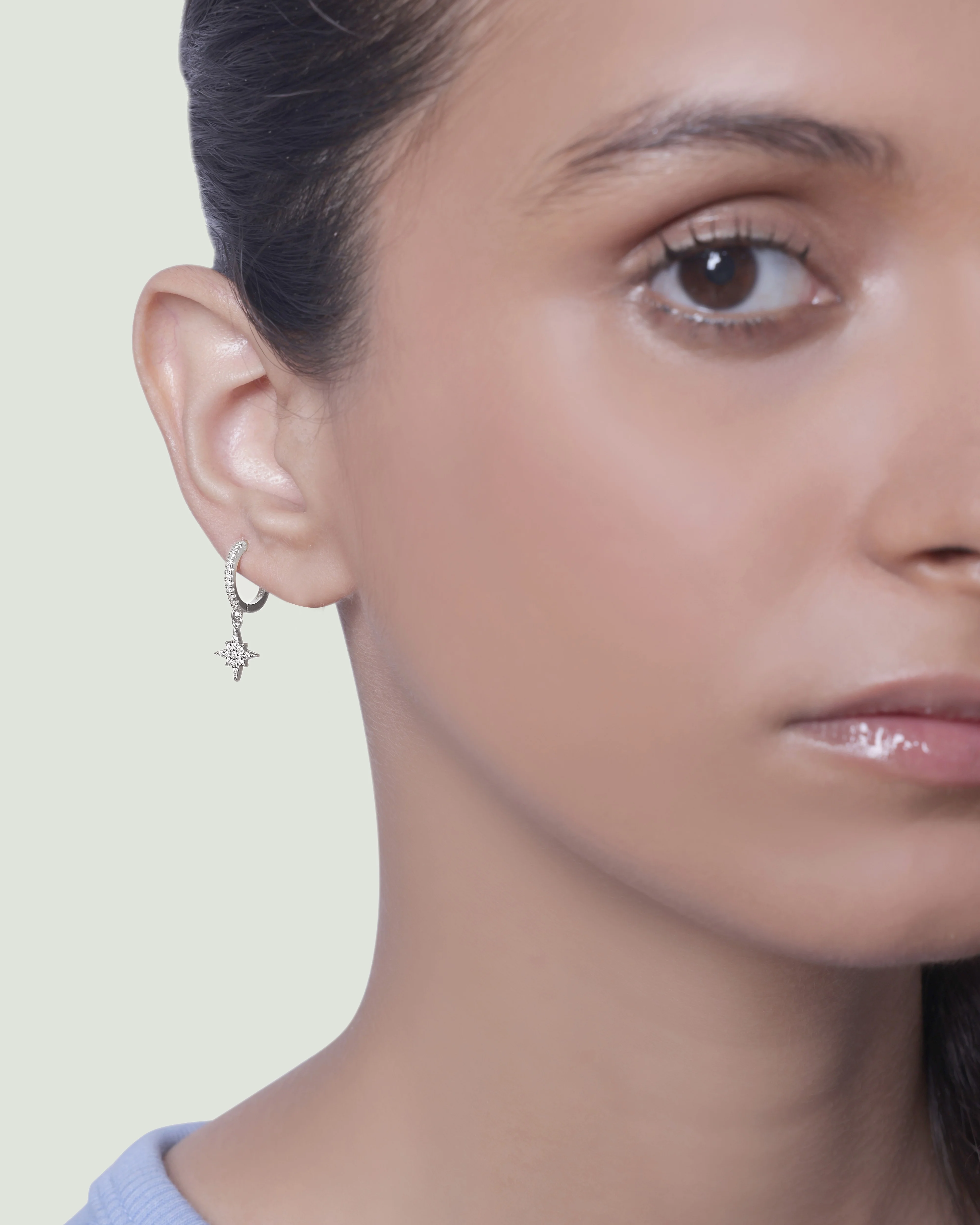 Moon Star Charm Hoop Earrings - Image 4