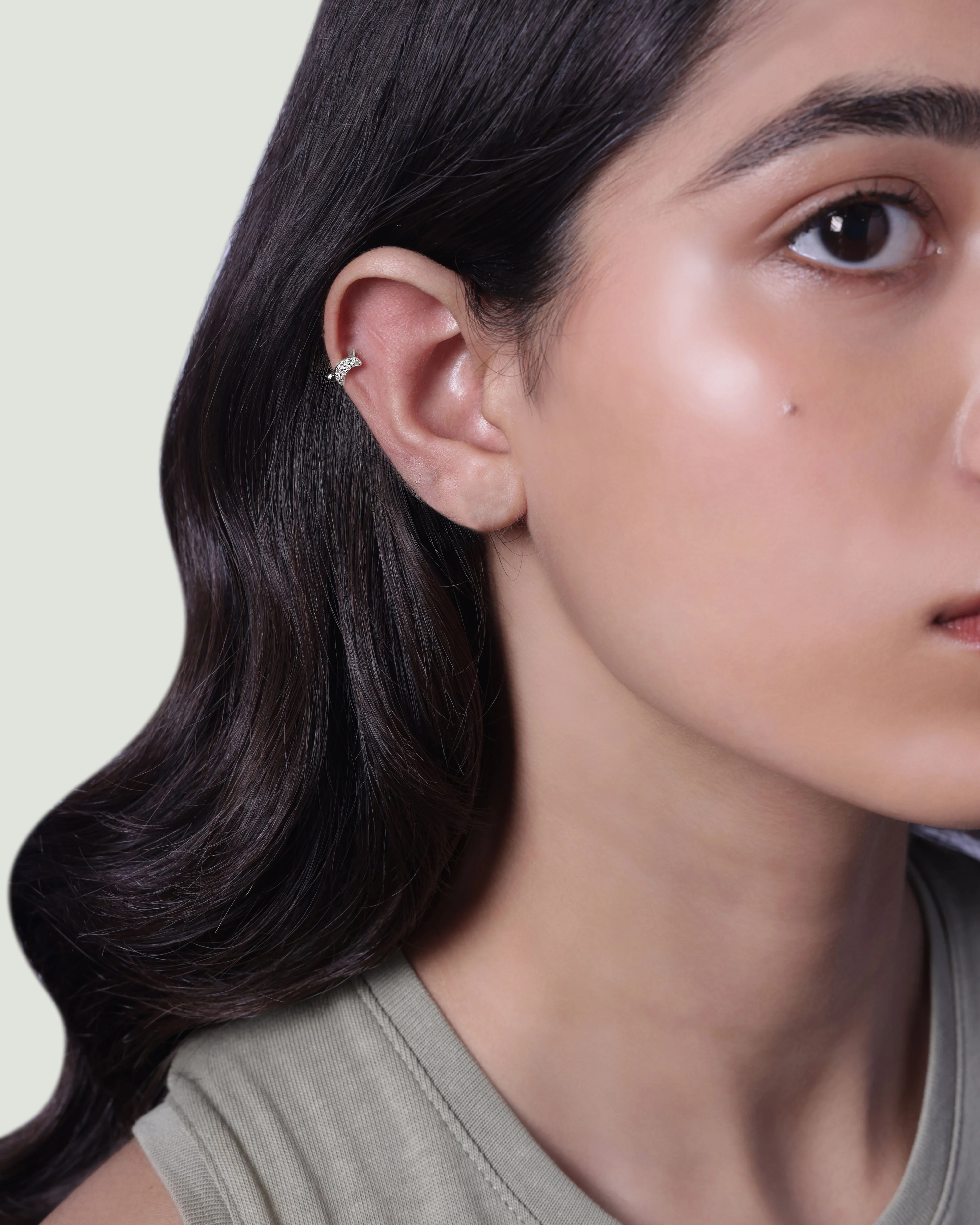 Moon Huggee Hoop Earrings - Image 3