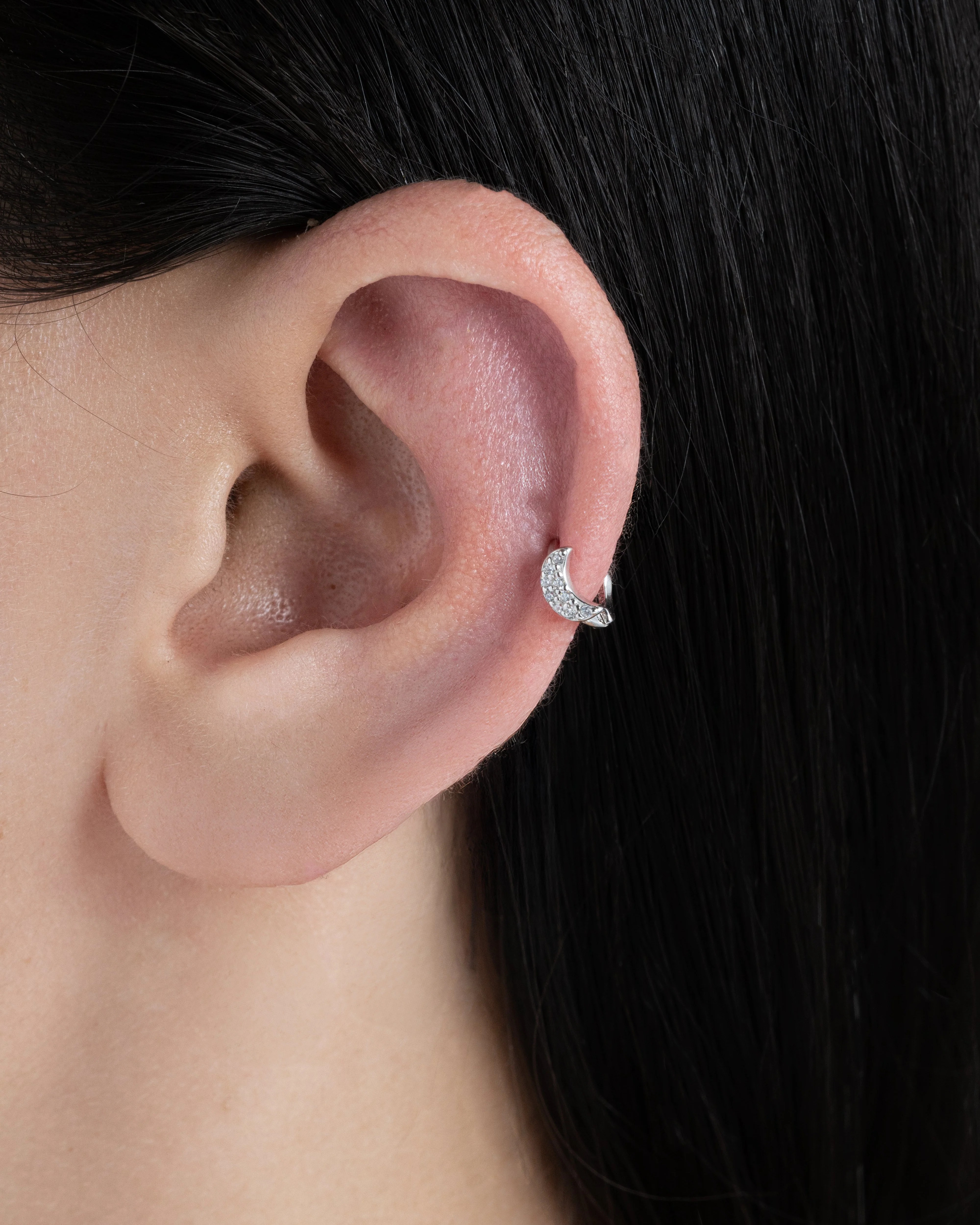 Moon Huggee Hoop Earrings - Image 4