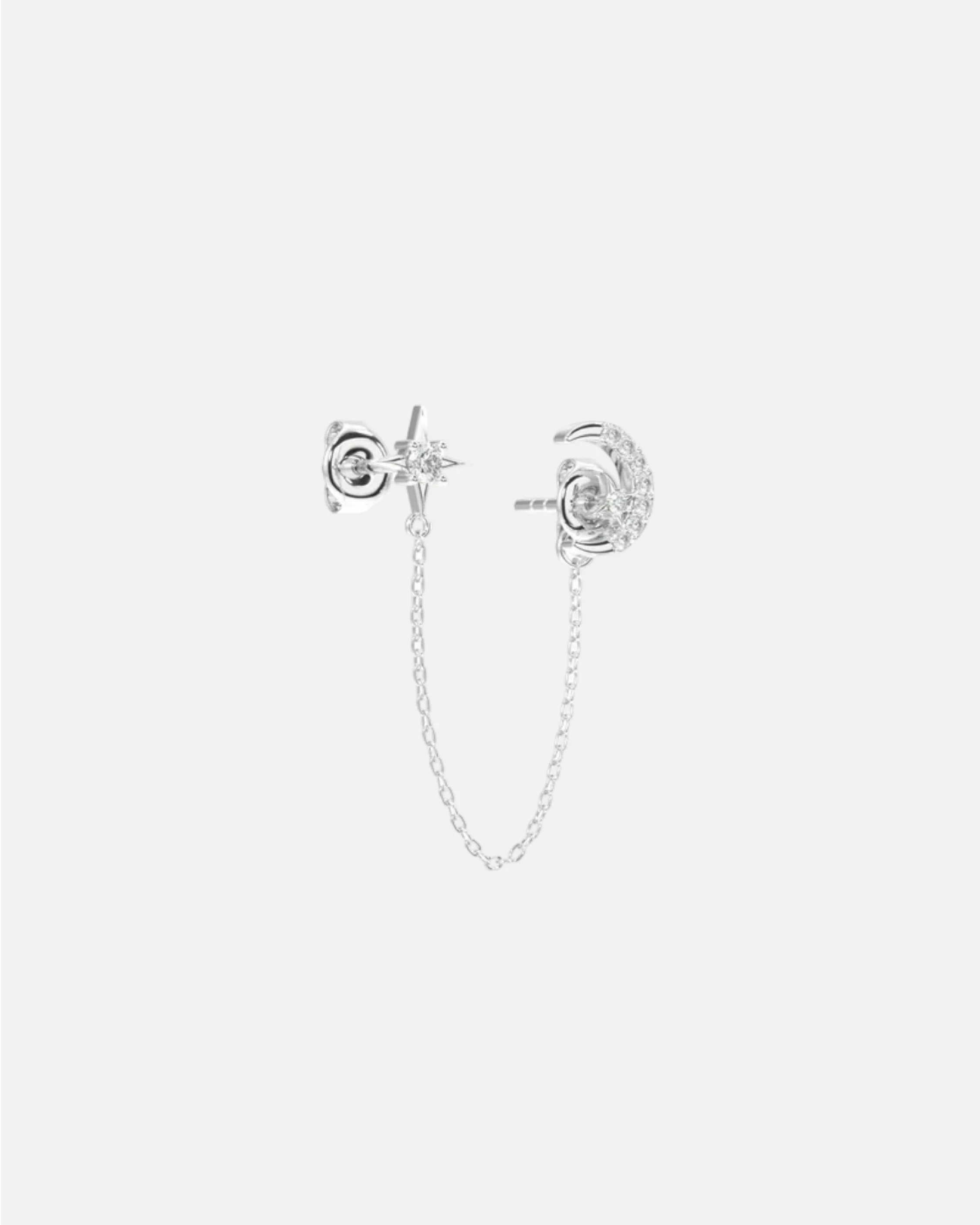 Moon Star 3 In Connector Chain Earrings - Image 5