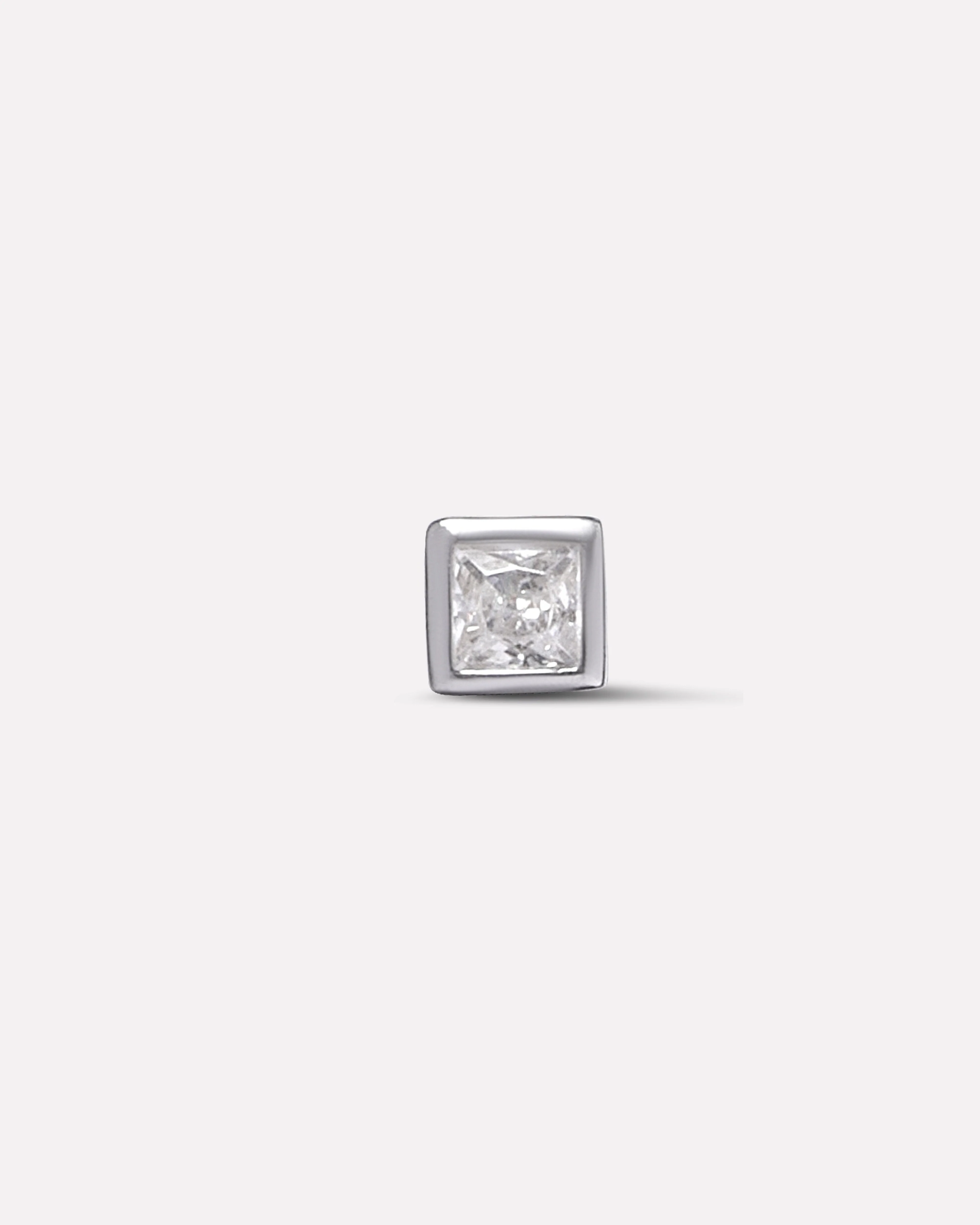 Mini Square Solitaire Stud Men's Earrings - Image 3