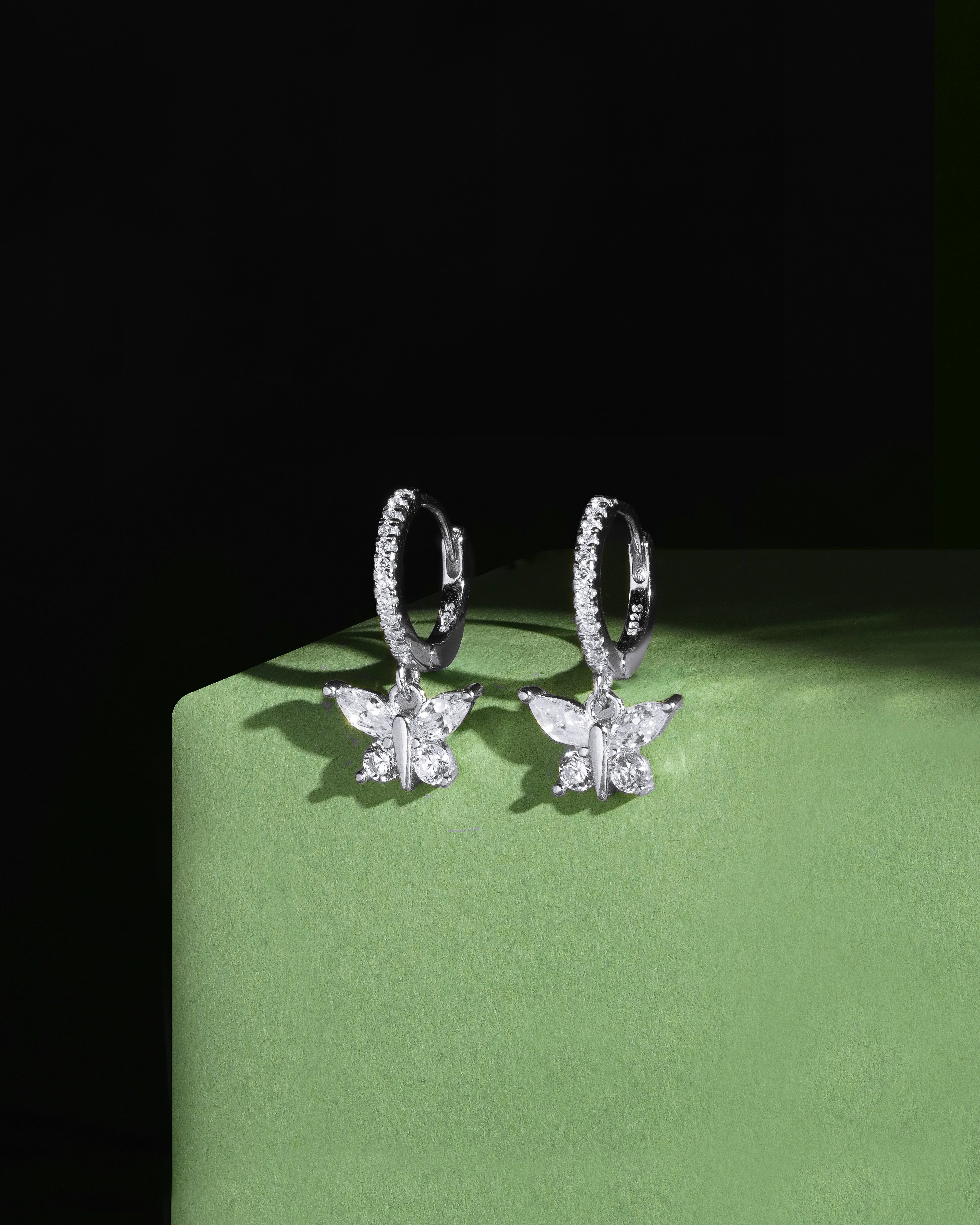 Radiant Butterfly Silver Hoops Earrings - Image 3