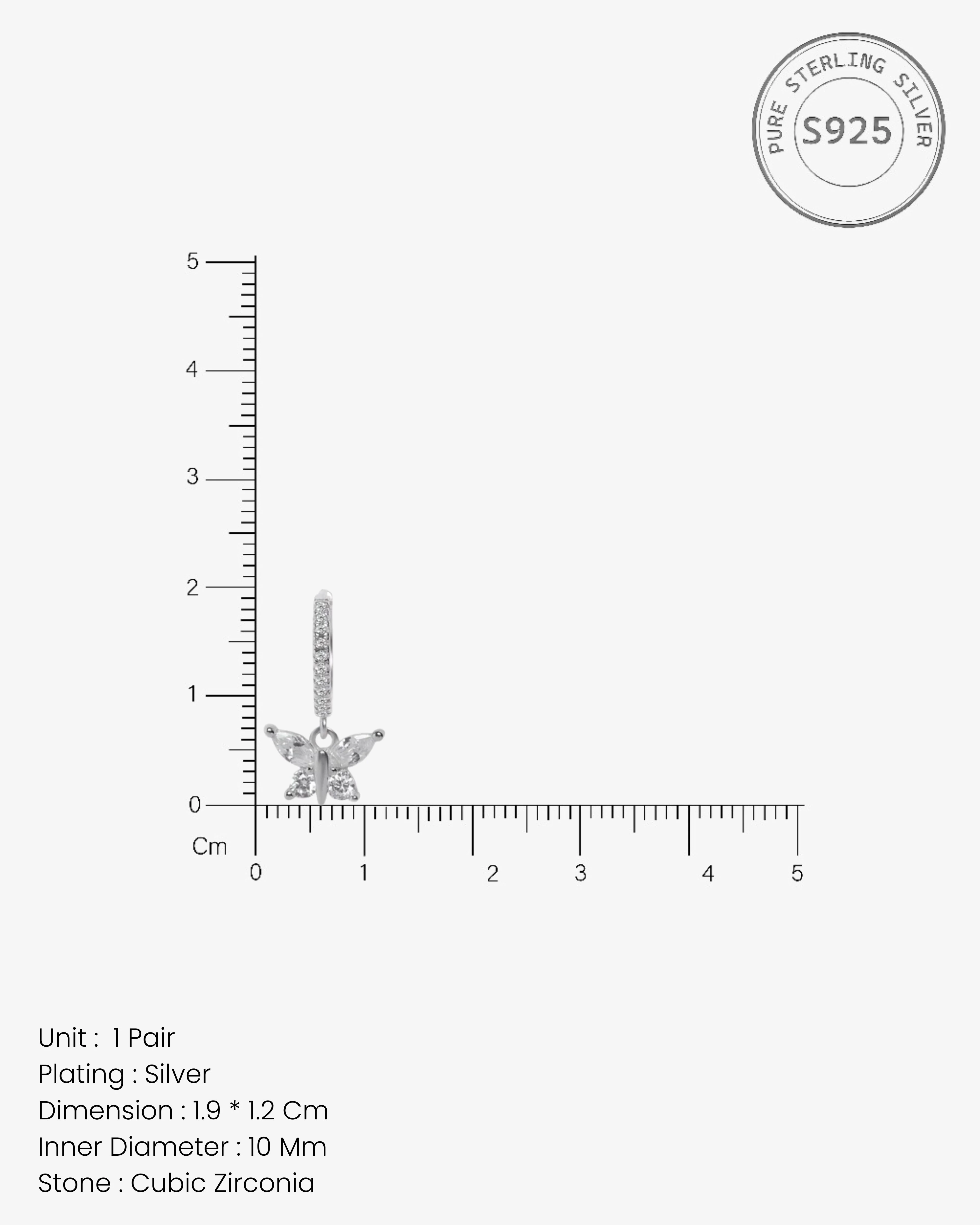 Radiant Butterfly Silver Hoops Earrings - Image 4