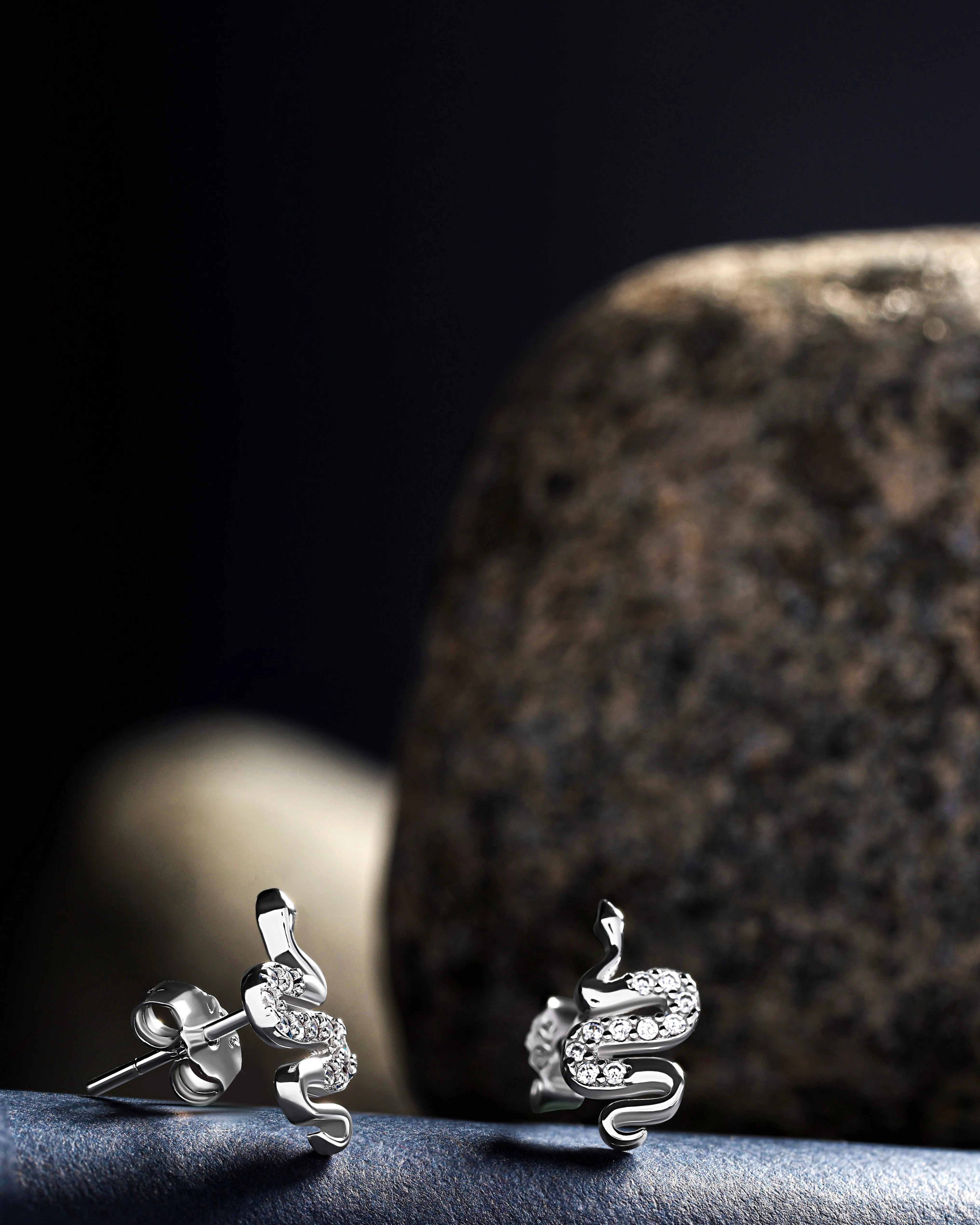 Serpentis-Cubic Zirconia Snake Stud Earrings - Image 7