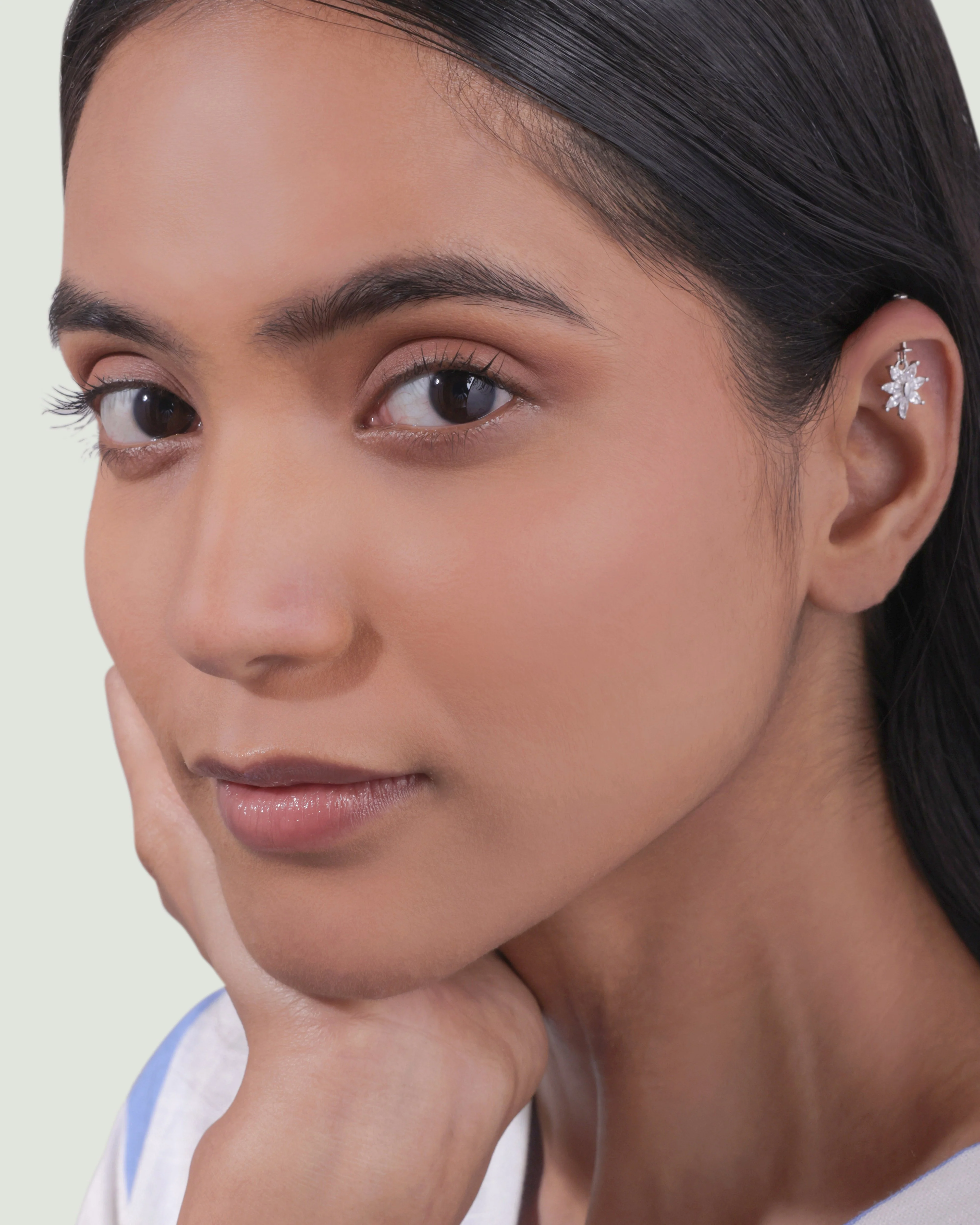 Seven Marquise Flower Helix Hanging Earrings - Image 3