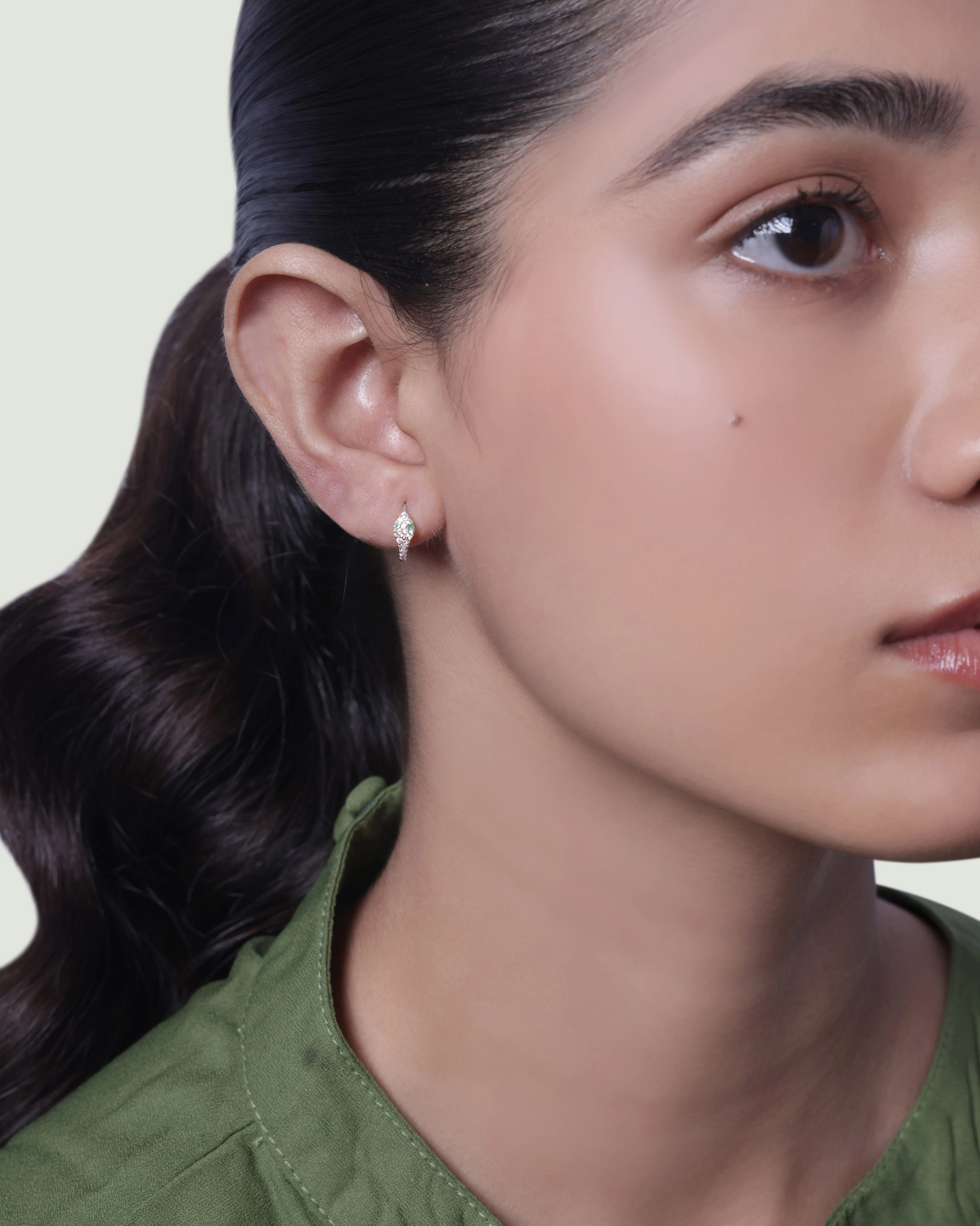 Zirconia Snake Hoop Earrings - Image 4