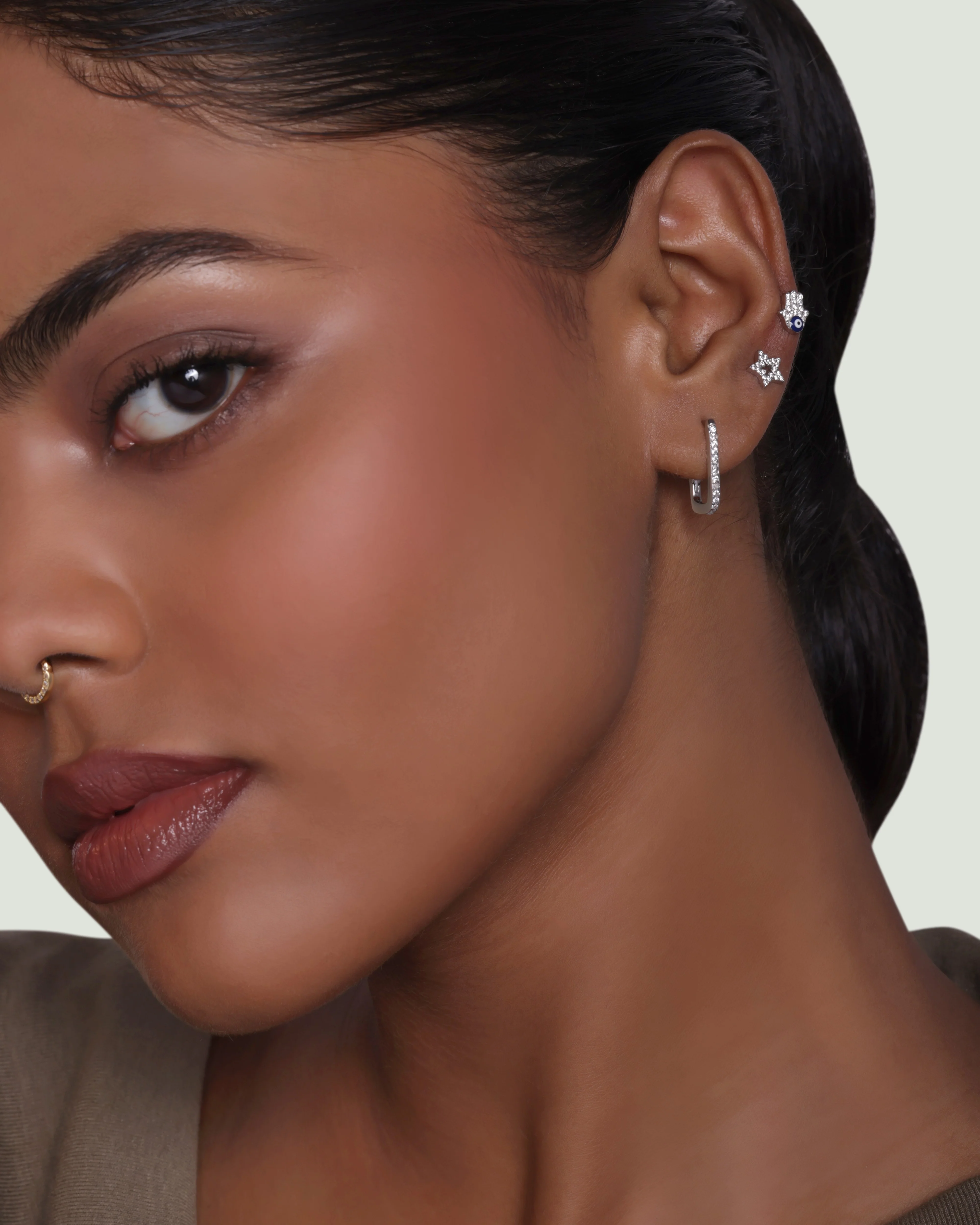 Statement Zirconia Square Hoop Earrings - Image 4