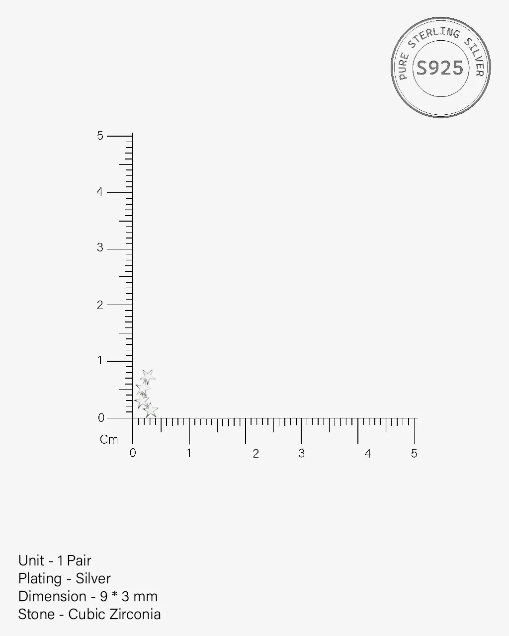 Dainty Four Star Cluster Climber Studs Earrings - Image 5