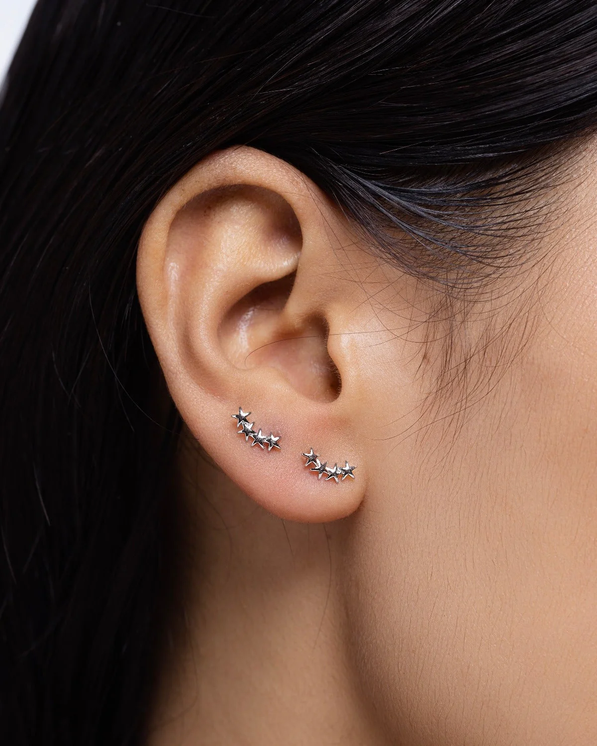 Dainty Four Star Cluster Climber Studs Earrings - Image 6