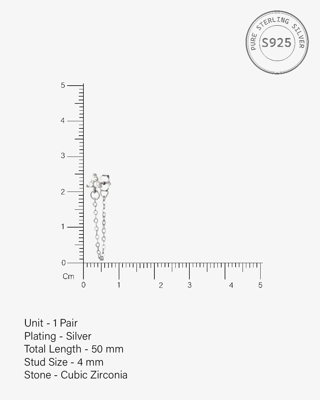 Tri Flower Dangler Chain Earrings - Image 4