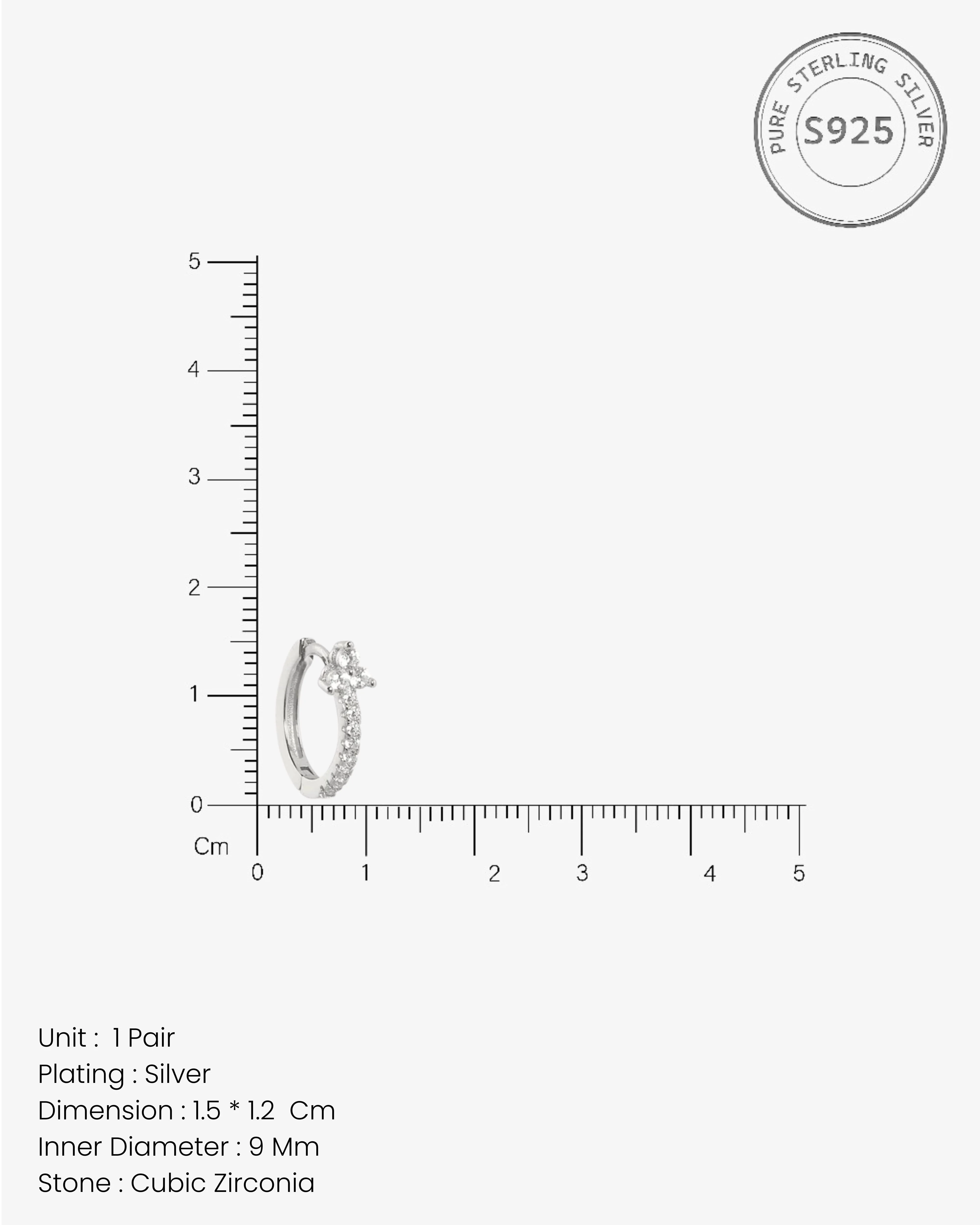 Tri Zirconia Hoop Earrings - Image 5