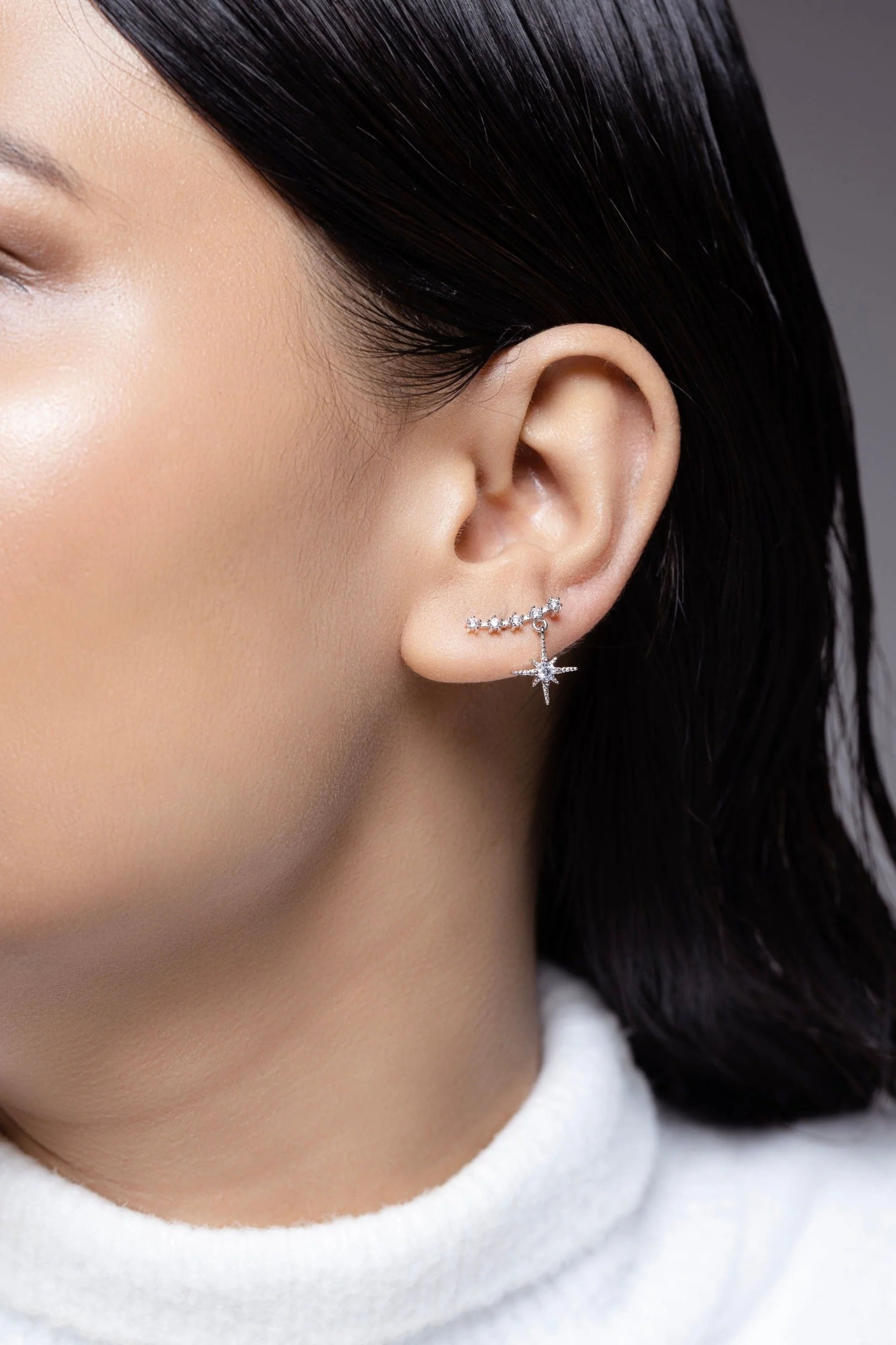 Multi Aligned Zircon Climber Studs Earrings - Image 3