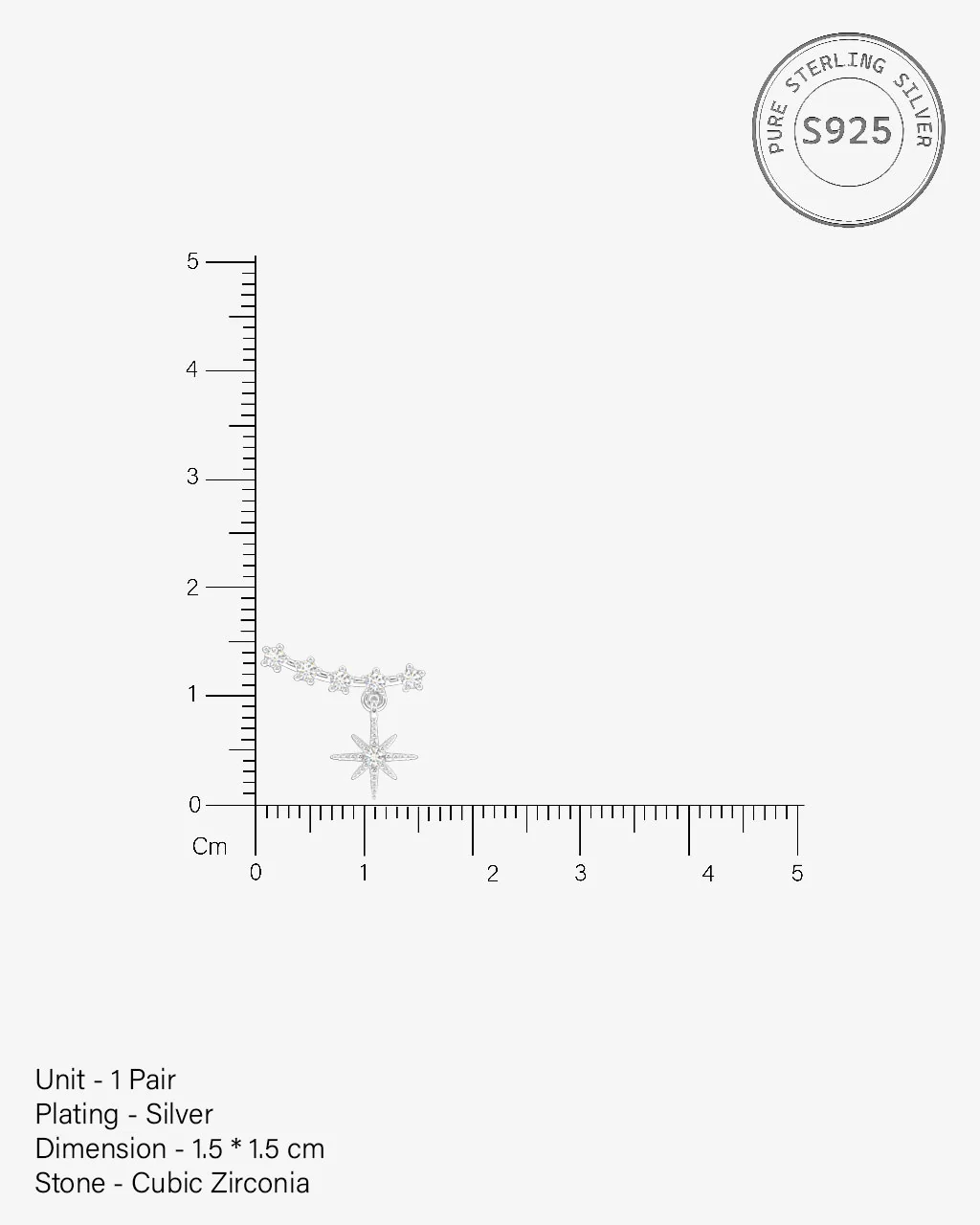 Multi Aligned Zircon Climber Studs Earrings - Image 5