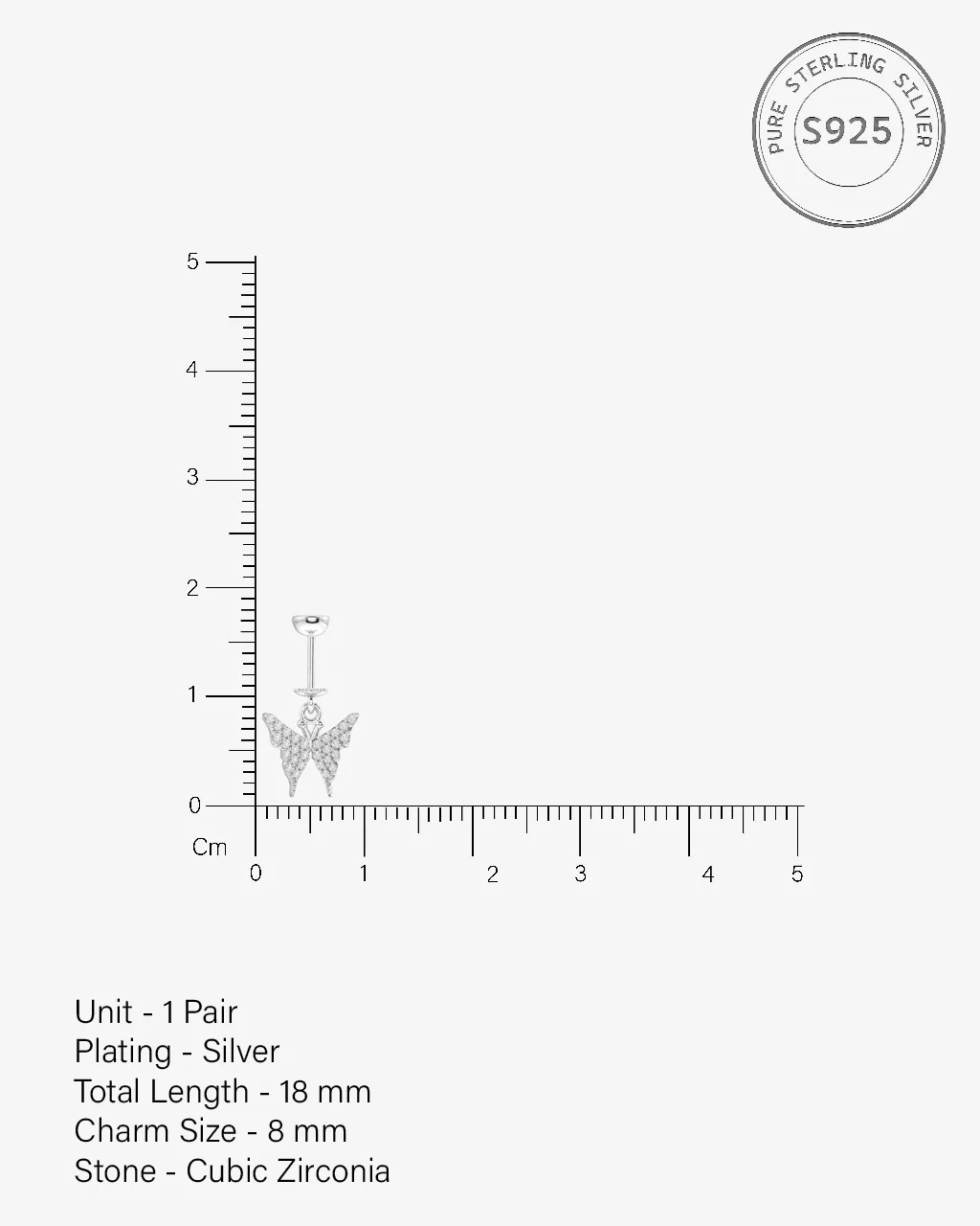 Zircon Paved Pointed Butterfly Helix Hanging Earrings - Image 3