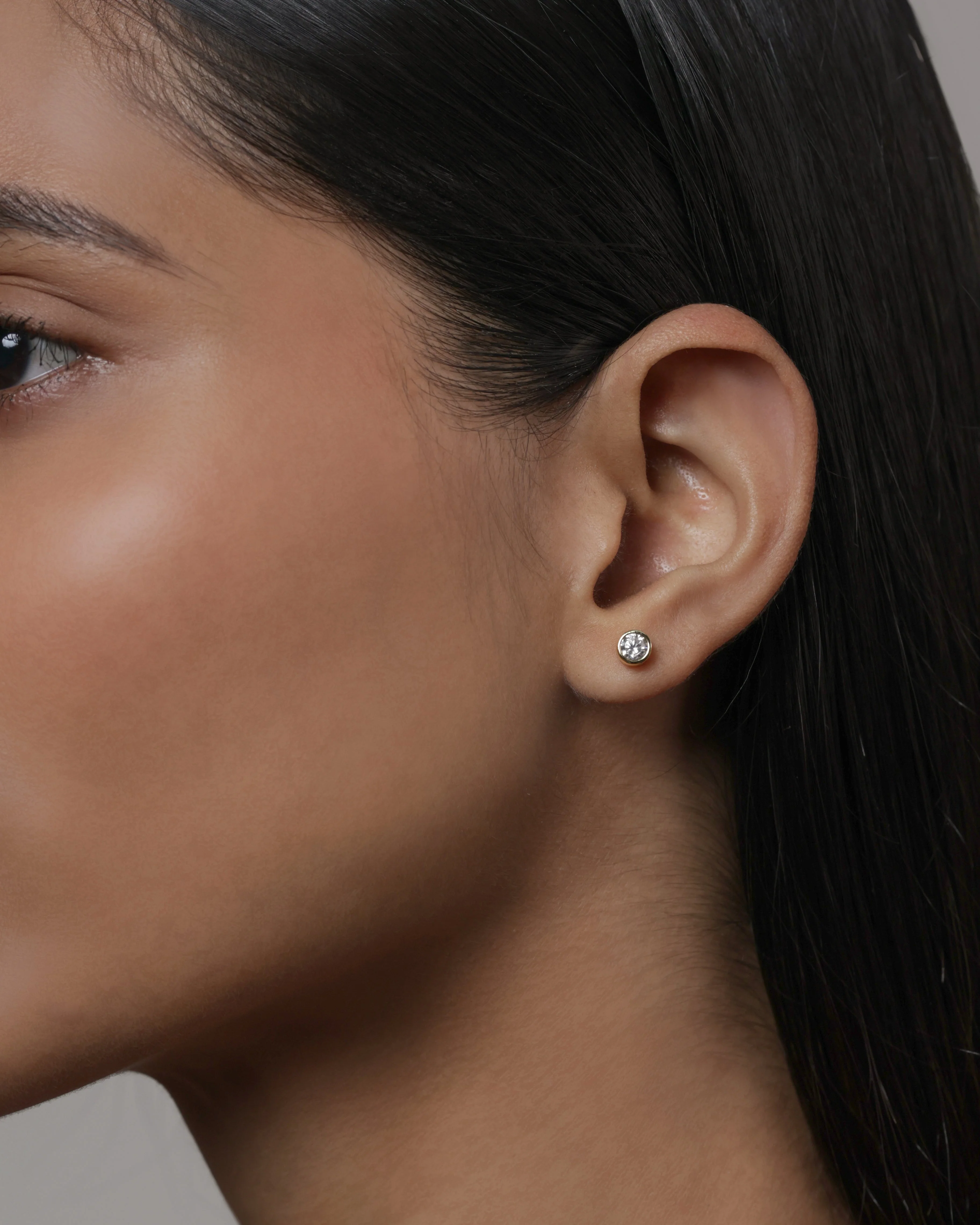 Zirconia Bezel Multiple Sizes Screw Stud Earrings - Image 3