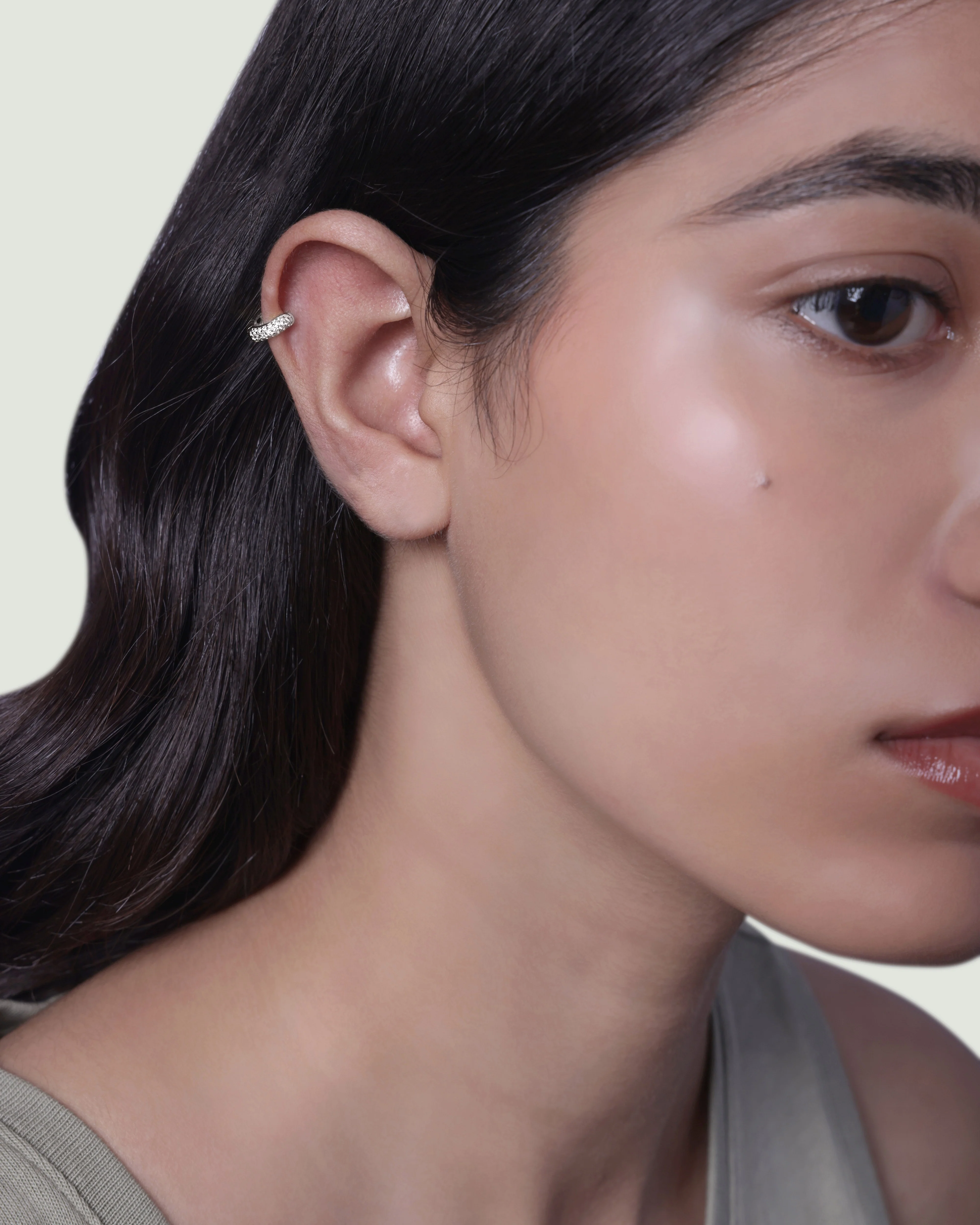 Zirconia Thick Hoops Earrings Multiple Sizes - Image 3