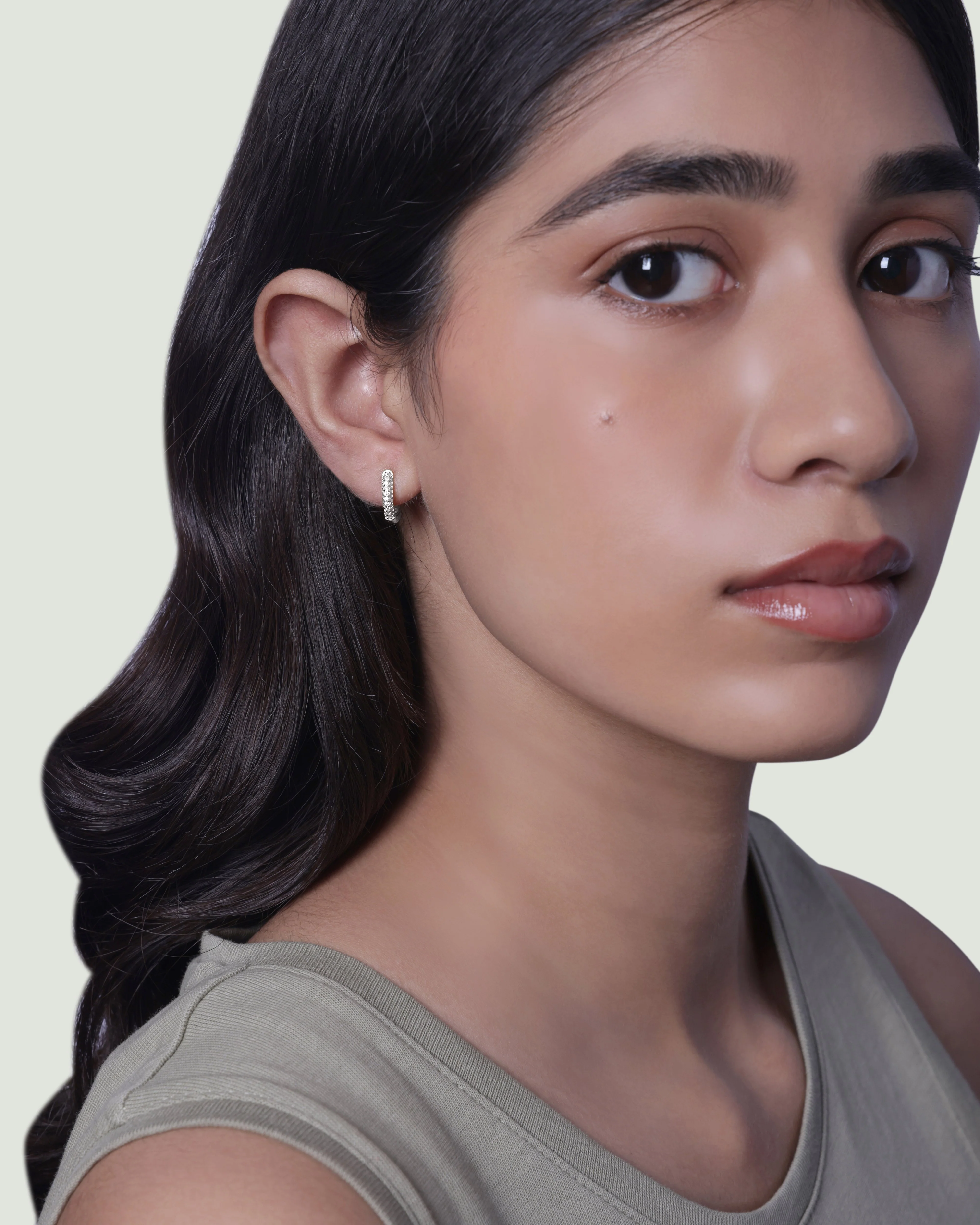 Zirconia Thick Hoops Earrings Multiple Sizes - Image 5