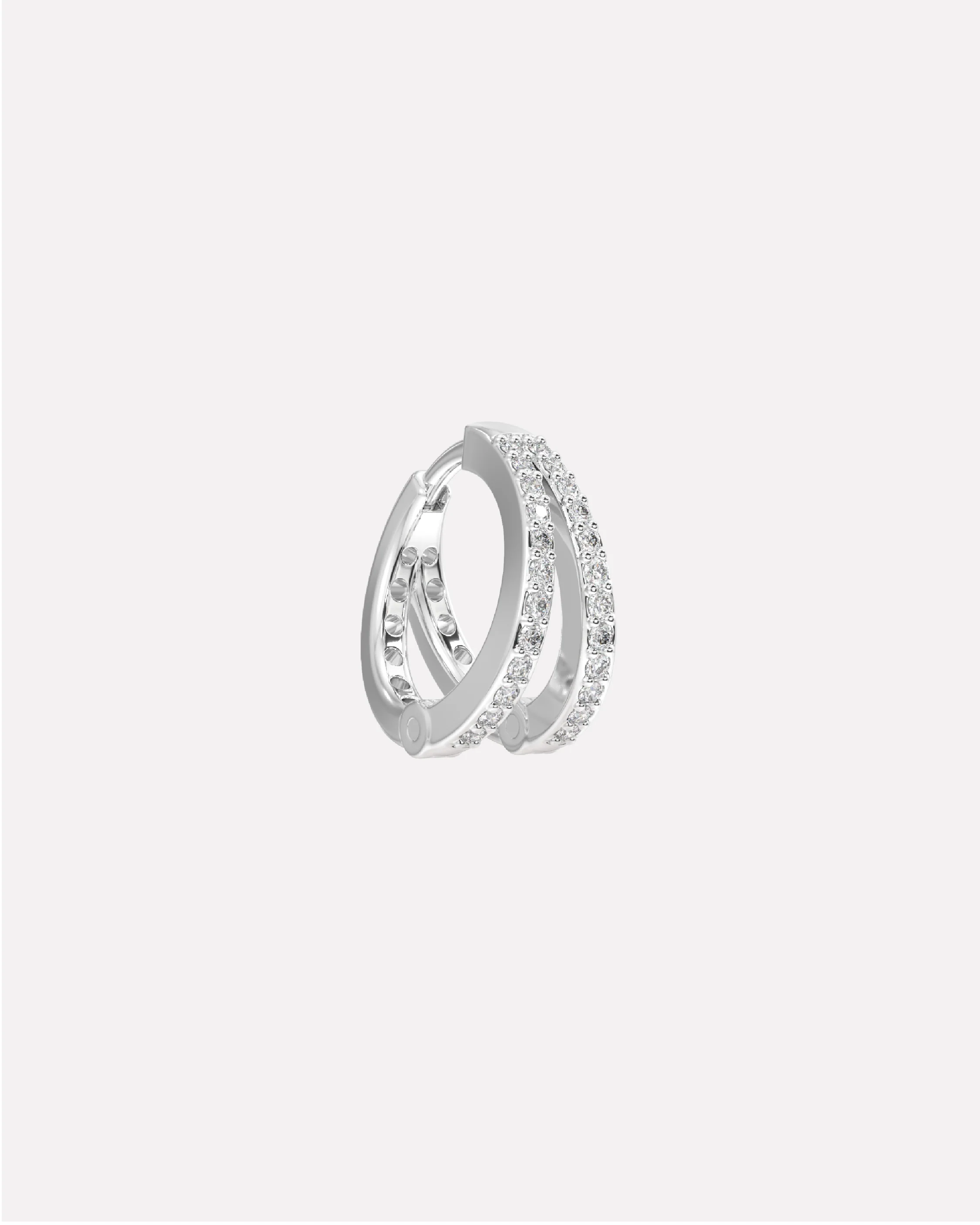 Zirconia Twin Hoops Multiple Sizes Hoop Earrings - Image 4