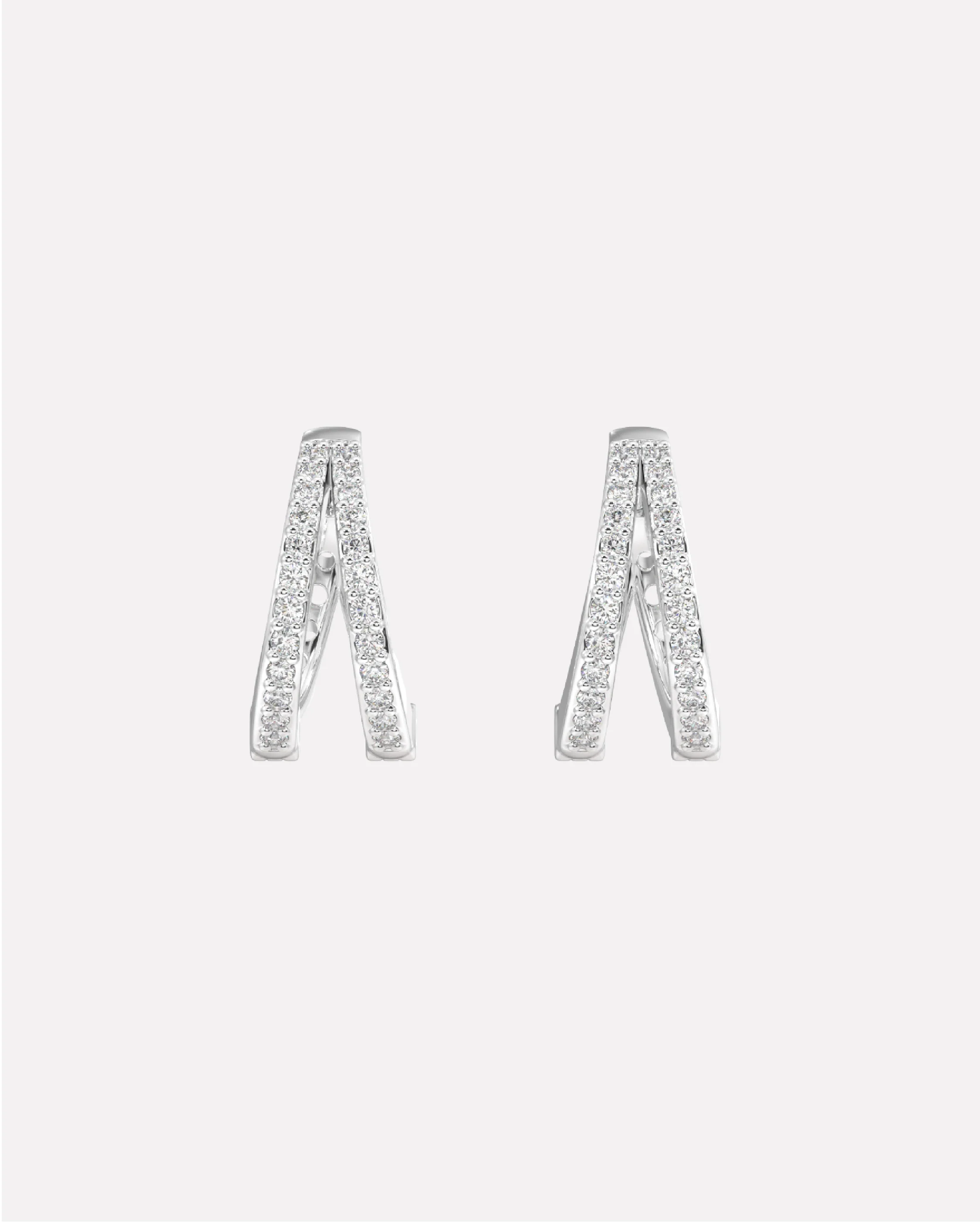 Zirconia Twin Hoops Multiple Sizes Hoop Earrings - Image 6